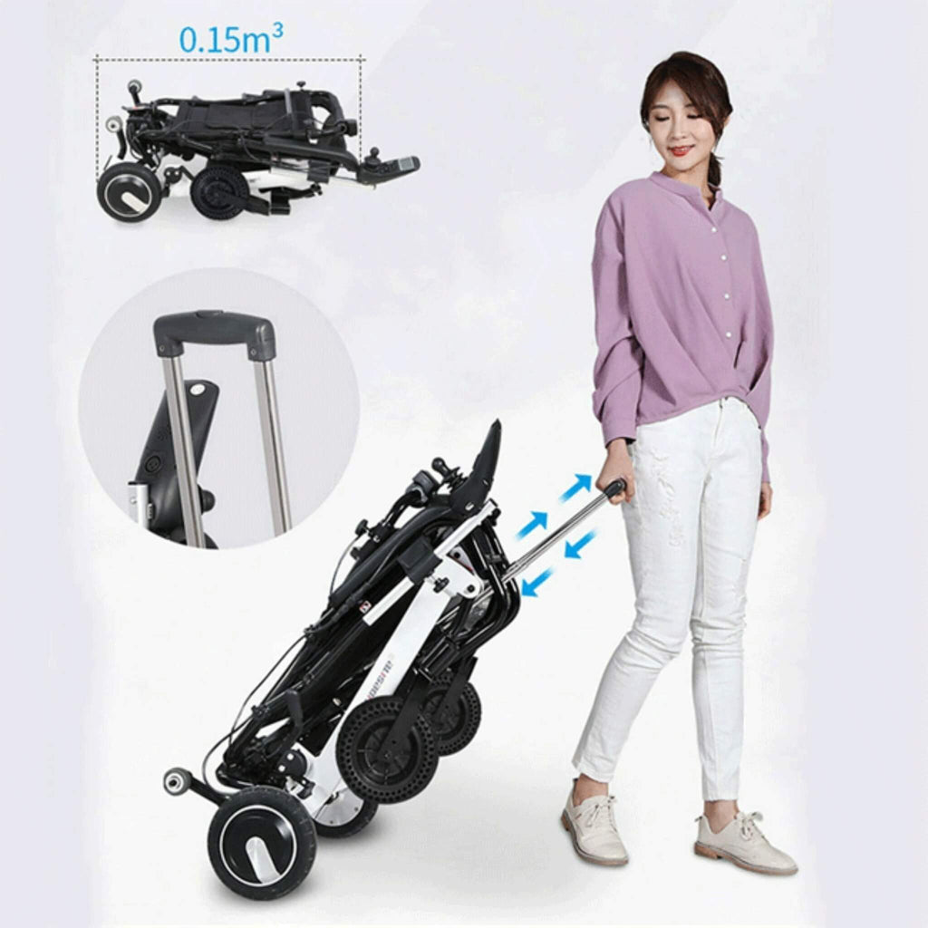 Maidesite 17.5-Inch 500W Wide Seat Lightweight Electric Folding Wheelchair (SAK33689)