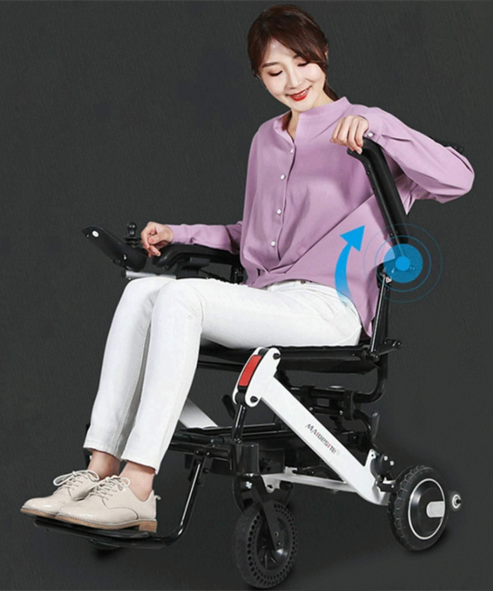 Maidesite 17.5-Inch 500W Wide Seat Lightweight Electric Folding Wheelchair (SAK33689)