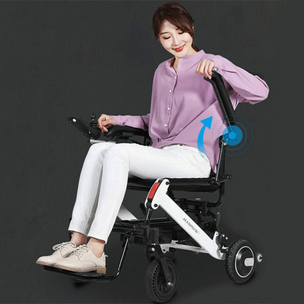 Maidesite 17.5-Inch 500W Wide Seat Lightweight Electric Folding Wheelchair (SAK33689)