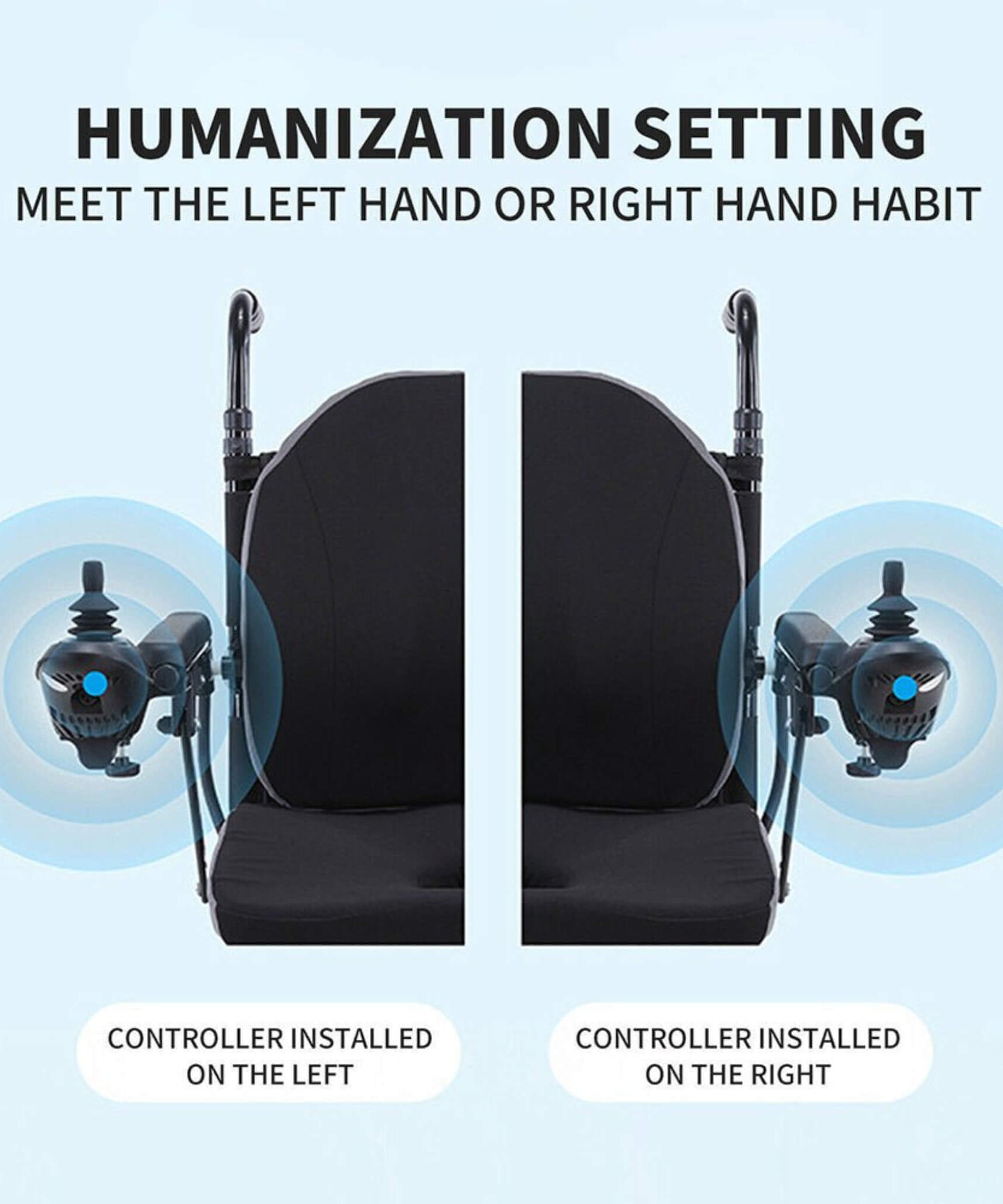 Maidesite 17.5-Inch 500W Wide Seat Lightweight Electric Folding Wheelchair (SAK33689)