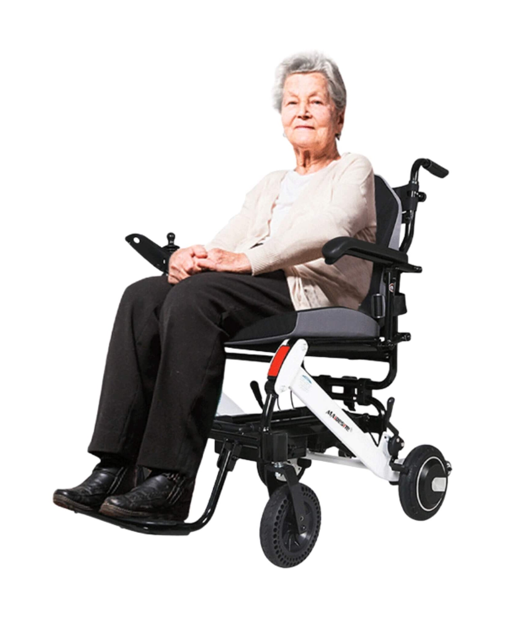 Maidesite 17.5-Inch 500W Wide Seat Lightweight Electric Folding Wheelchair (SAK33689)