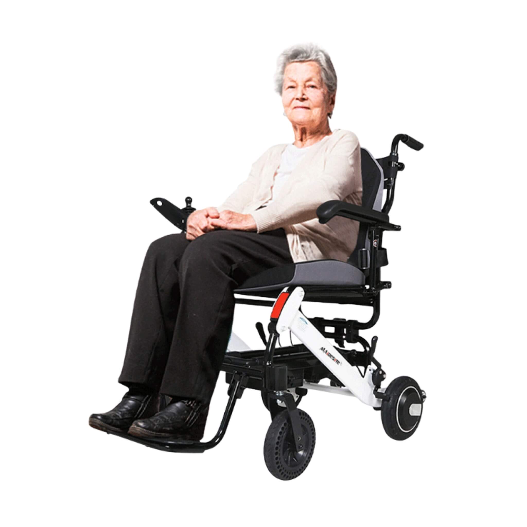 Maidesite 17.5-Inch 500W Wide Seat Lightweight Electric Folding Wheelchair (SAK33689)