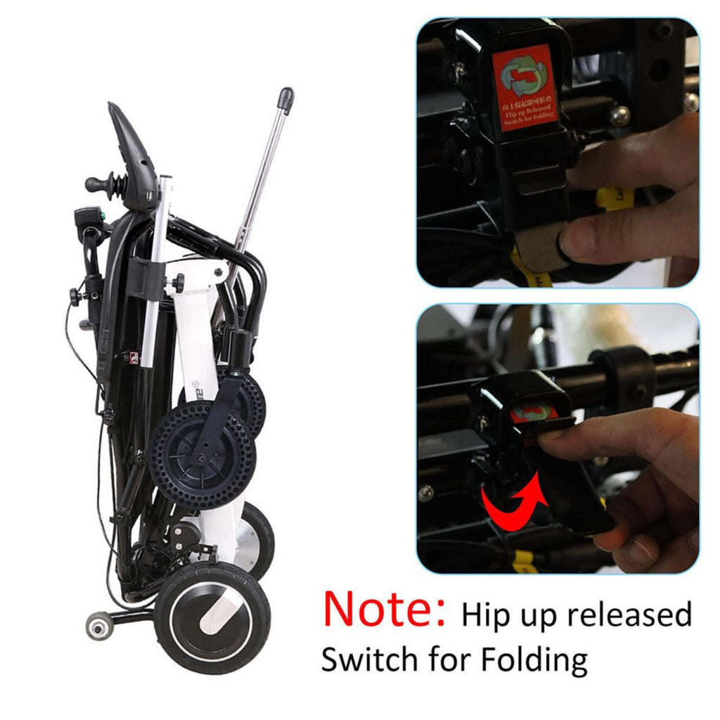 Maidesite 17.5-Inch 500W Wide Seat Lightweight Electric Folding Wheelchair (SAK33689)