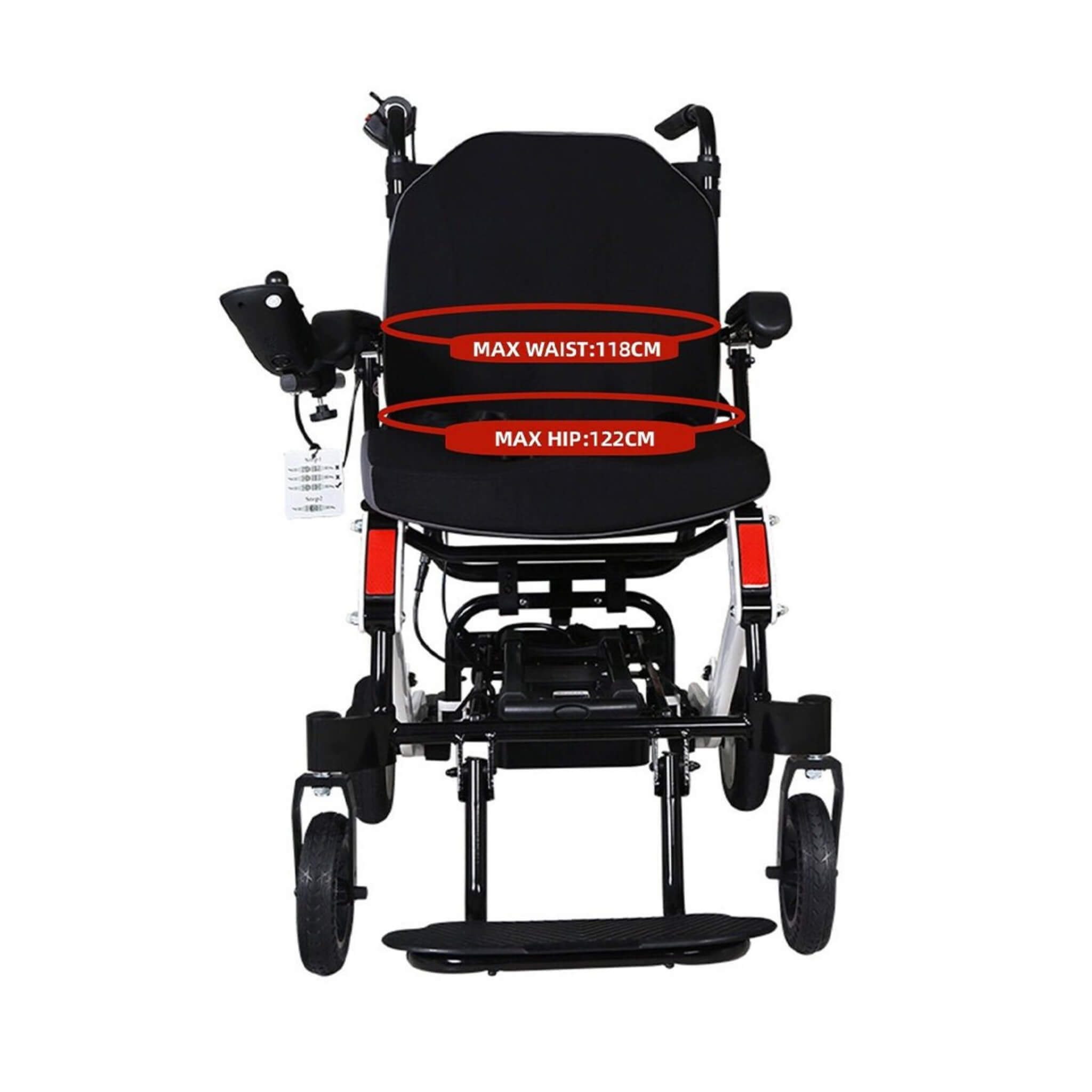 Maidesite 17.5-Inch 500W Wide Seat Lightweight Electric Folding Wheelchair (SAK33689)
