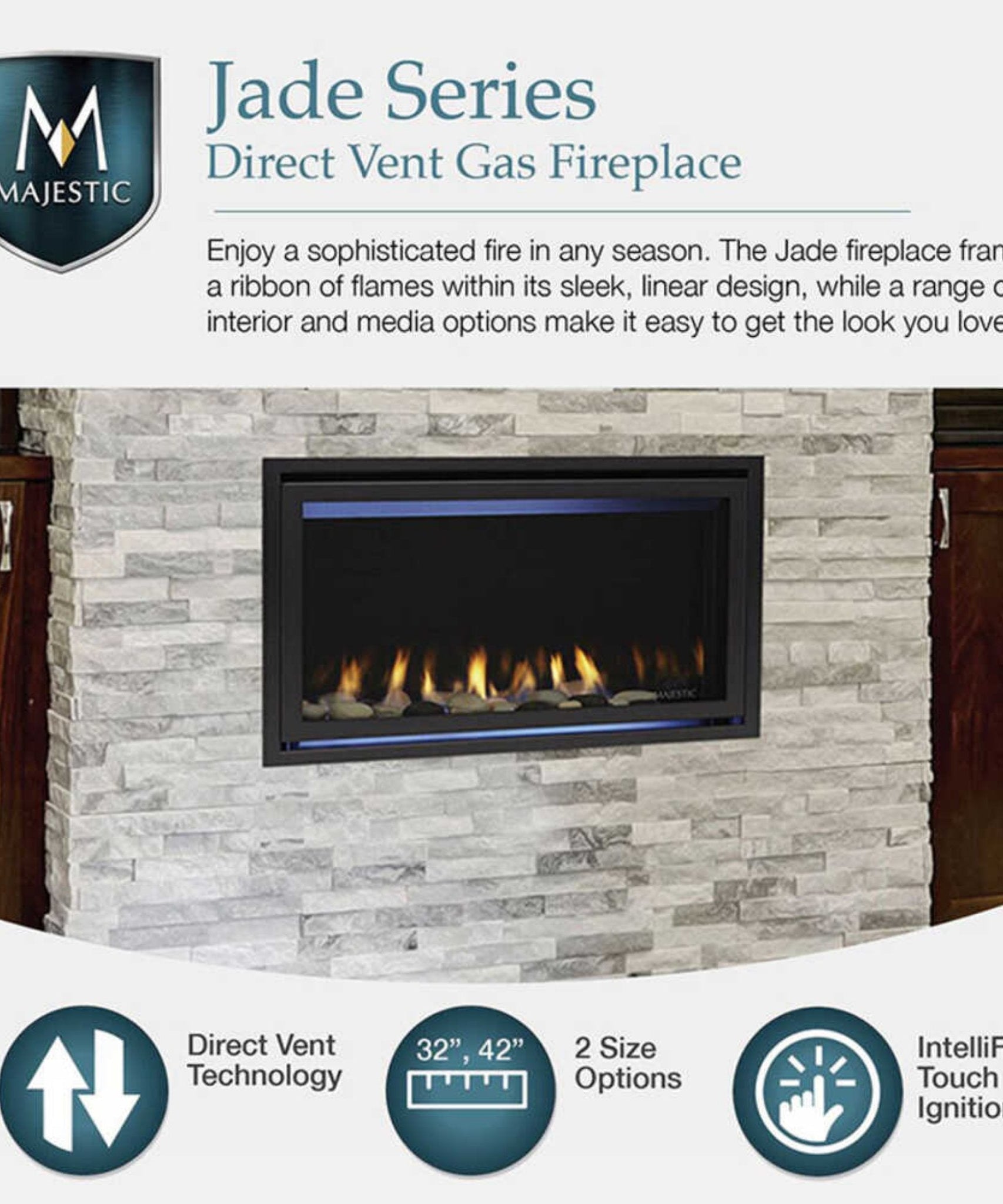 Majestic Jade 42-Inch Direct Vent Fireplace [JADE42IL/IN-B] (SAK15926)