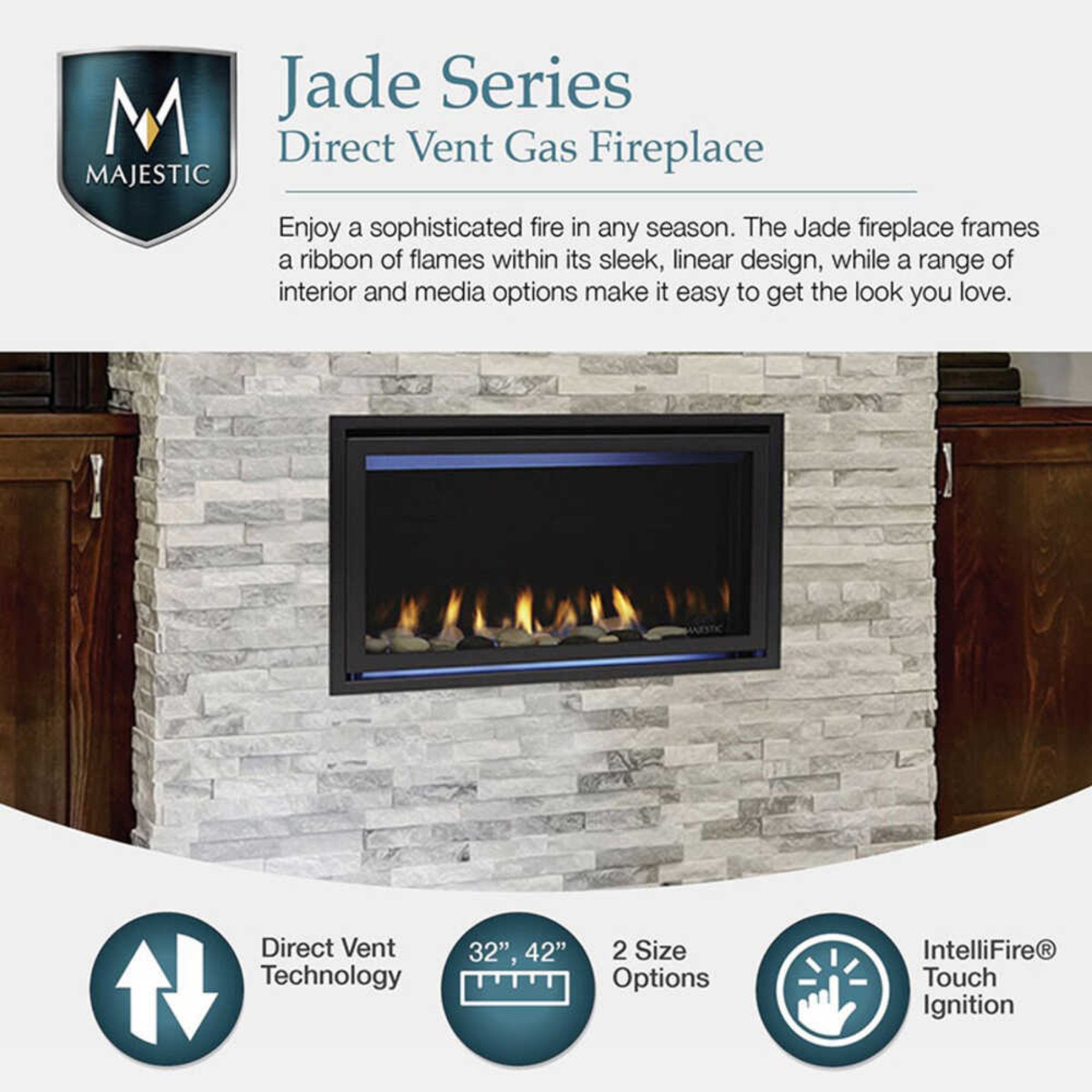 Majestic Jade 42-Inch Direct Vent Fireplace [JADE42IL/IN-B] (SAK15926)