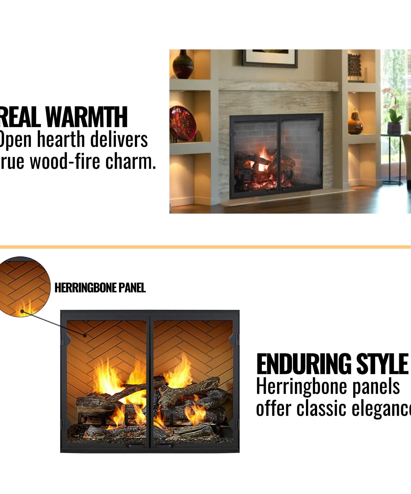 Majestic Biltmore 42-Inch Herringbone Pattern Open Wood Burning Fireplace [SB80HB] (SAK62149)