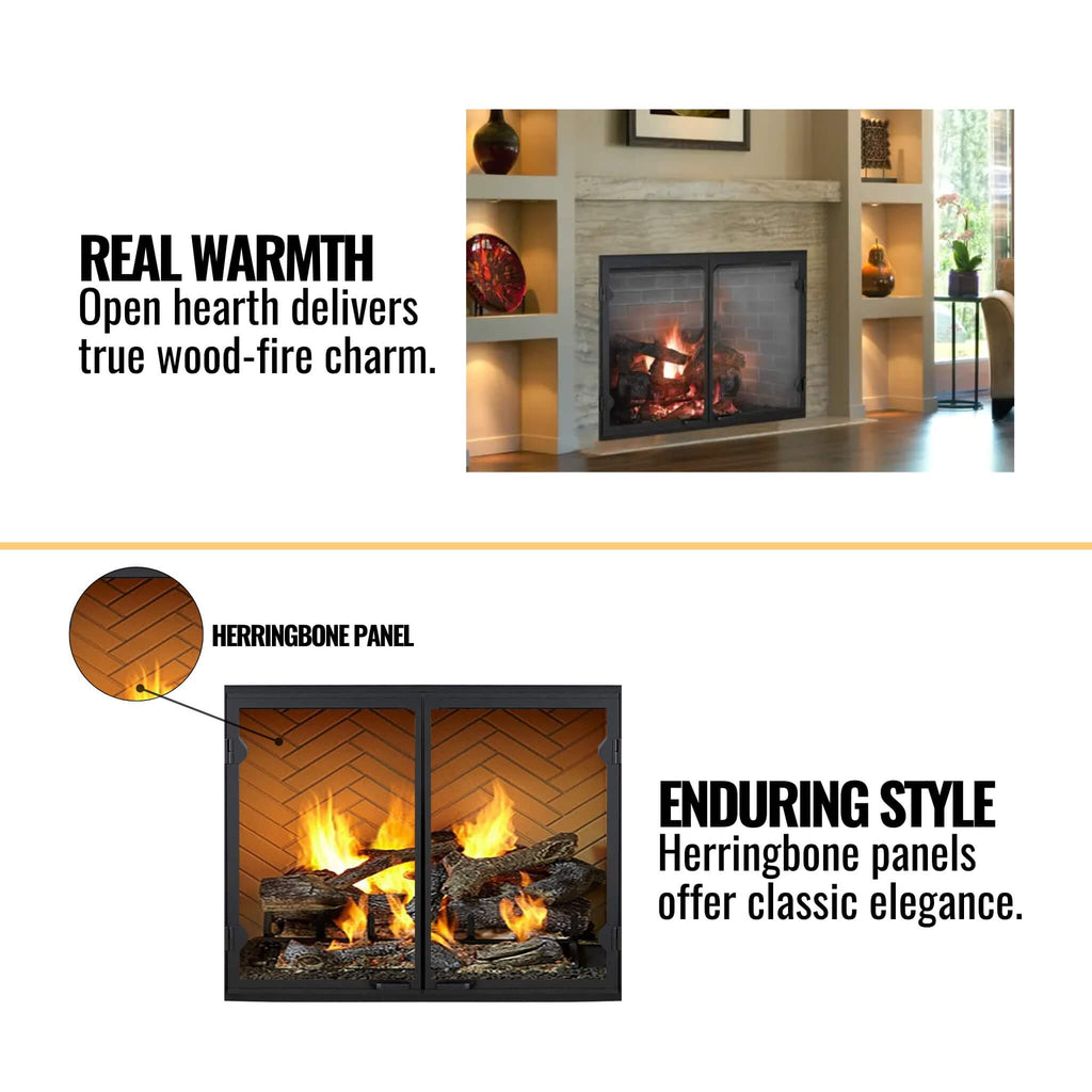 Majestic Biltmore 42-Inch Herringbone Pattern Open Wood Burning Fireplace [SB80HB] (SAK62149)