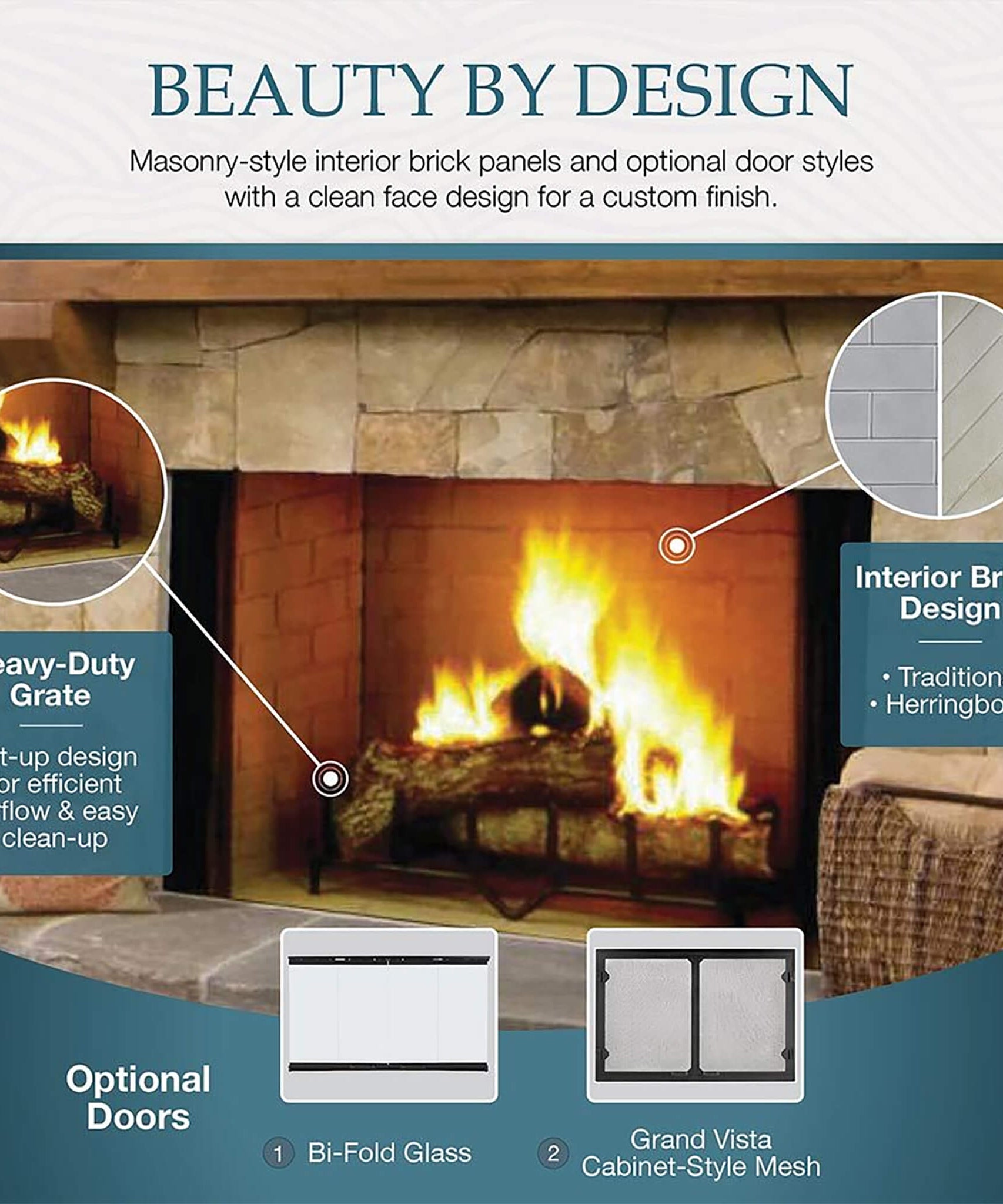 Majestic Biltmore 50-Inch Herringbone Pattern Open Wood-Burning Fireplace [SB100HB] (SAK62529)