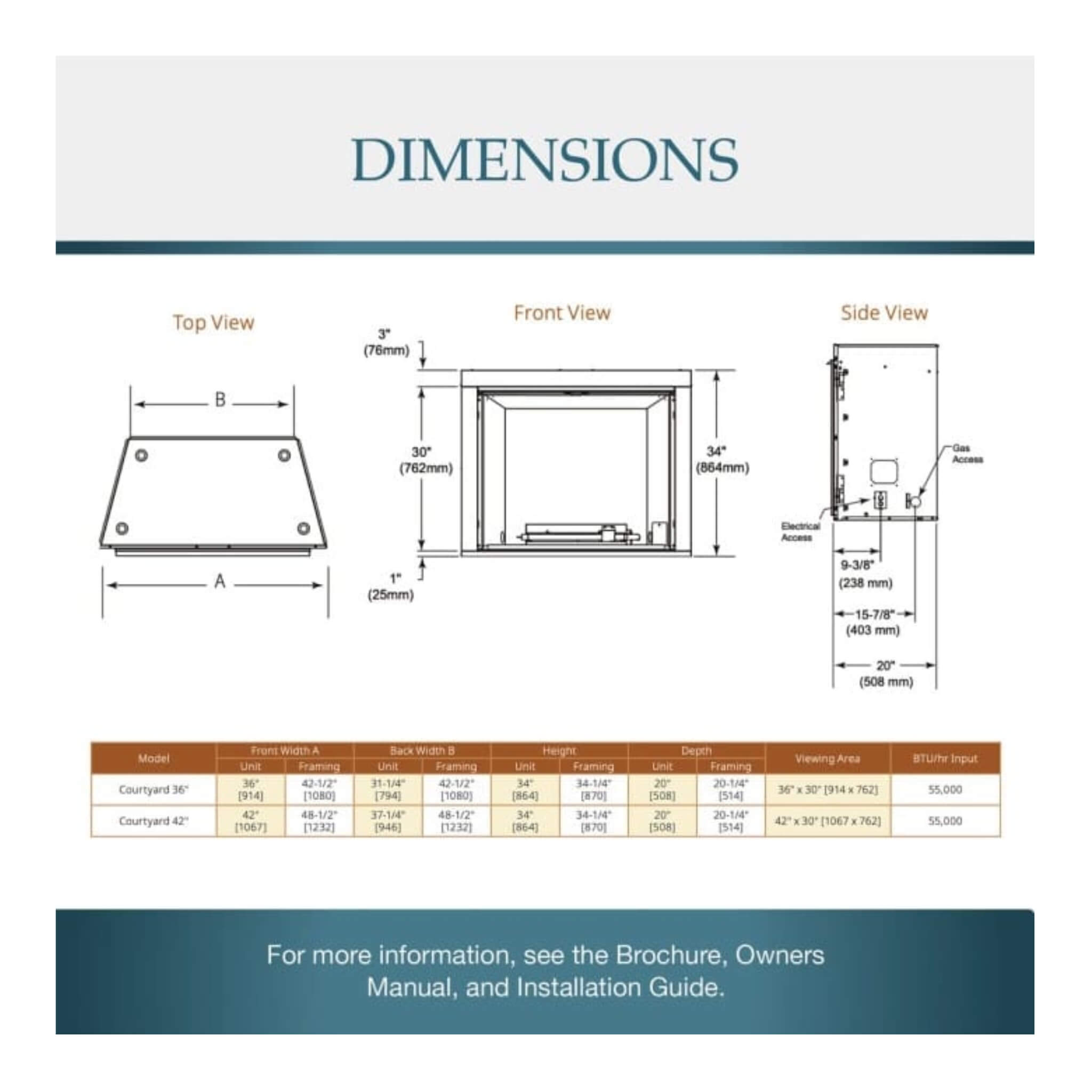 Majestic Courtyard 55K BTU 42-Inch Traditional Outdoor Gas Fireplace With Stacked Concrete Refractory [ODCOUG-42TS] (SAK75312)