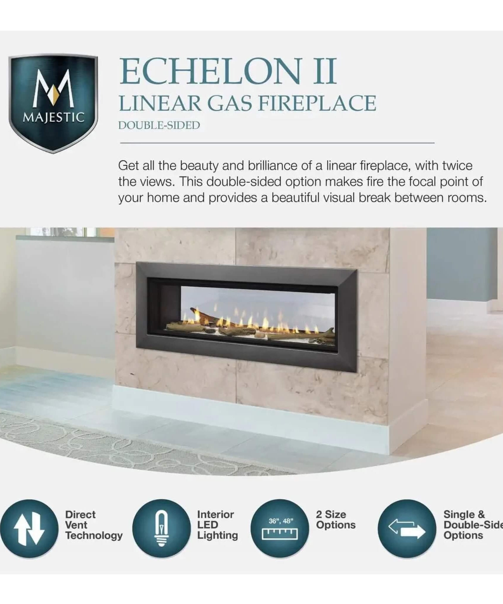 Majestic Echelon II 48-Inch See-Through Direct Vent Fireplace [ECHEL48STIN-C] (SAK69284)