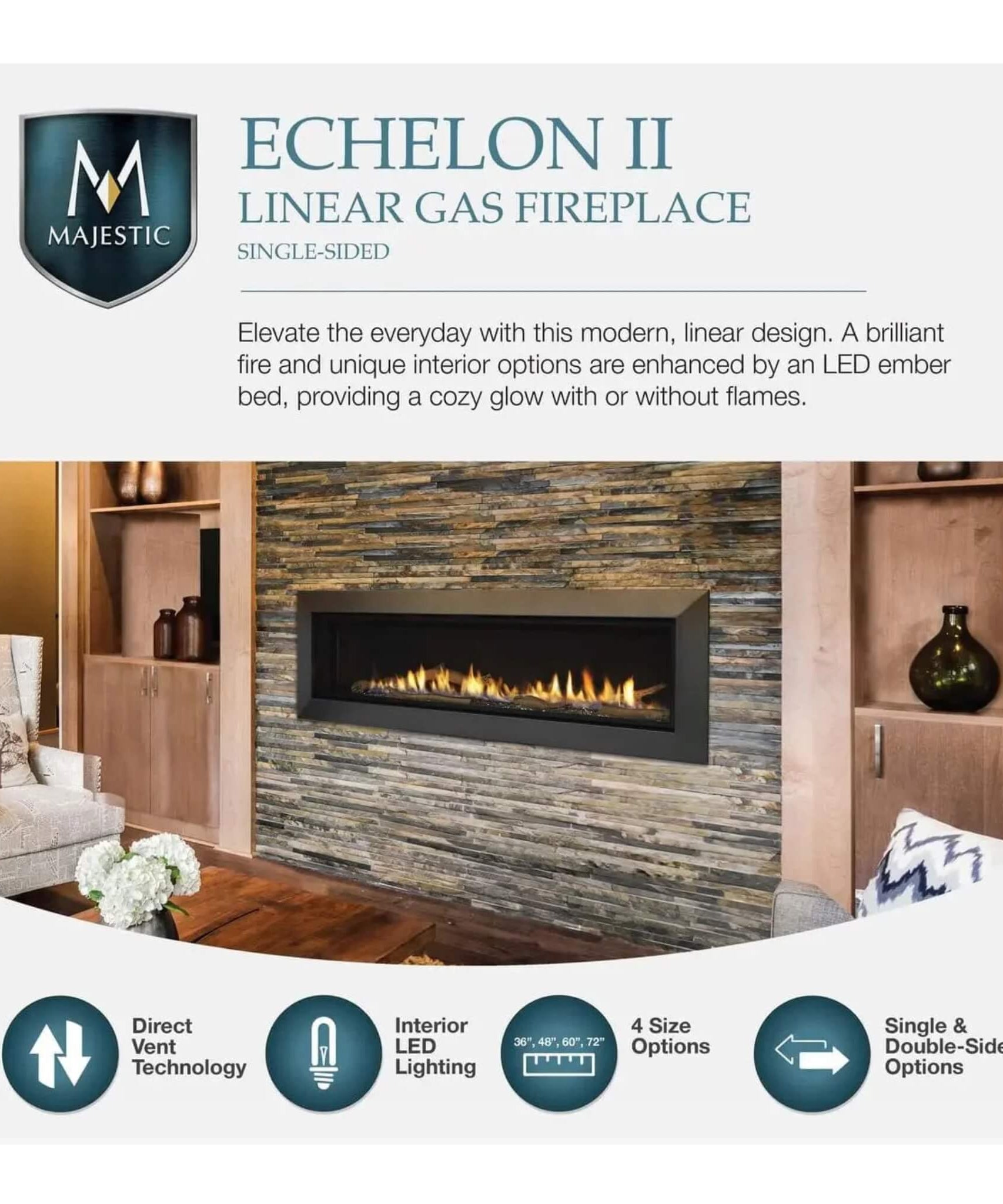Majestic Echelon II 48-Inch See-Through Direct Vent Fireplace [ECHEL48STIN-C] (SAK69284)