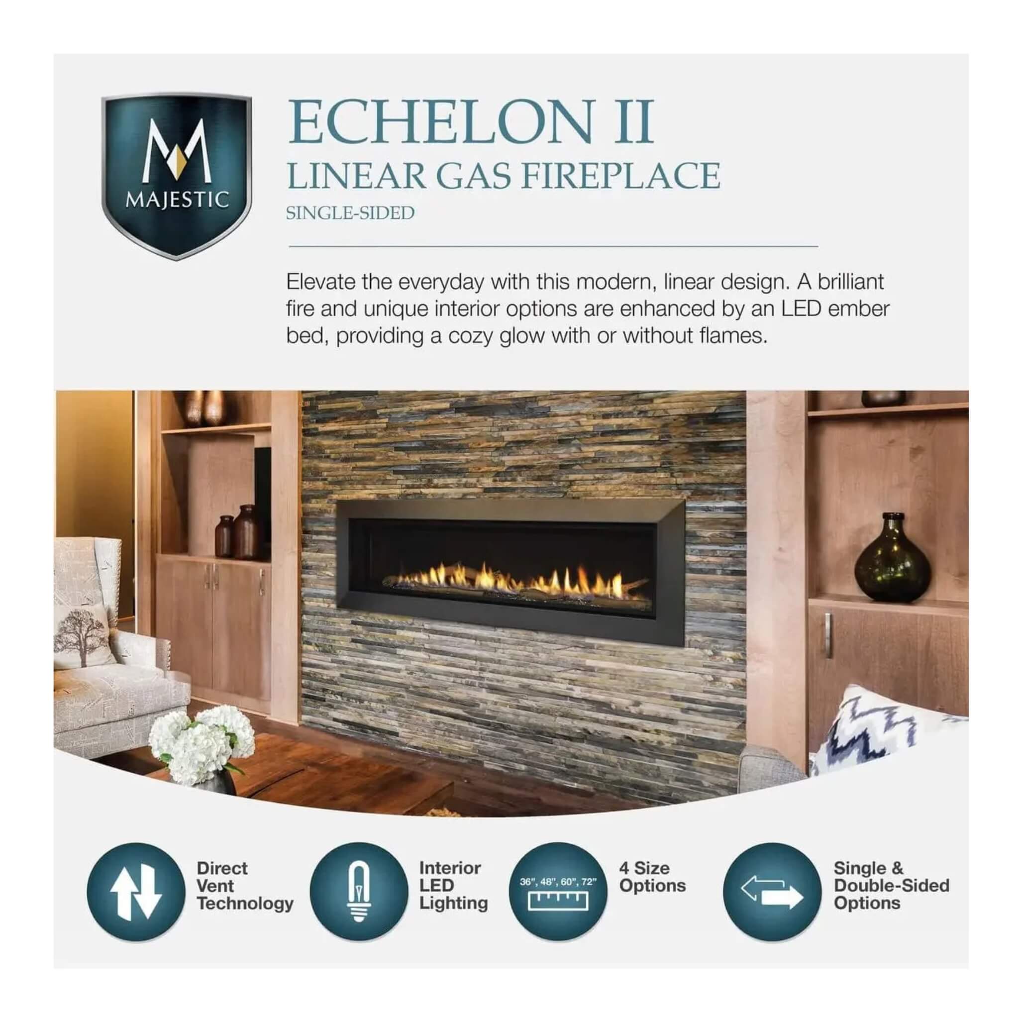 Majestic Echelon II 48-Inch See-Through Direct Vent Fireplace [ECHEL48STIN-C] (SAK69284)