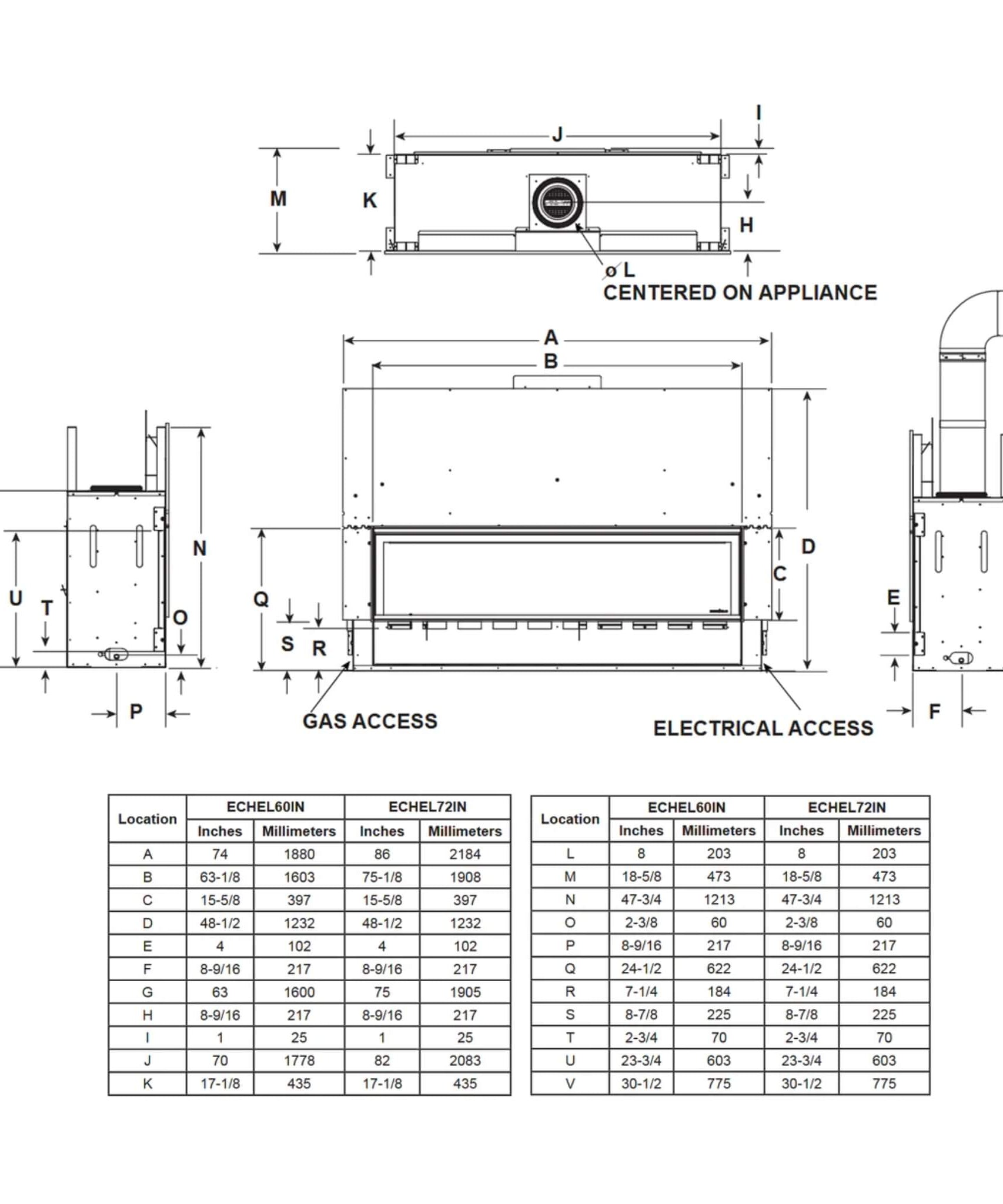 Majestic Echelon II 60-Inch Linear Direct Vent Fireplace [ECHEL60IN-C] (SAK57214)