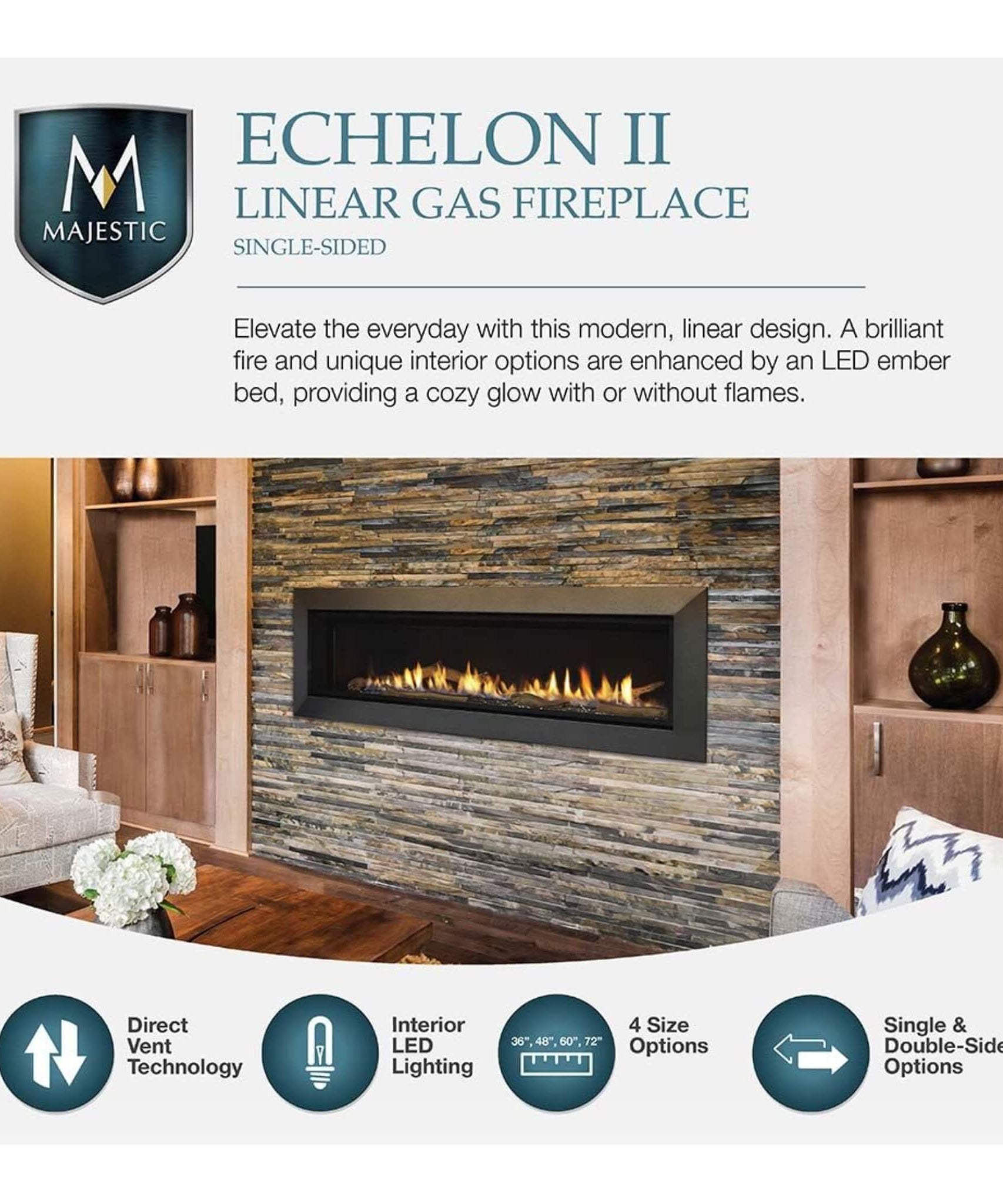 Majestic Echelon II 60-Inch Linear Direct Vent Fireplace [ECHEL60IN-C] (SAK57214)