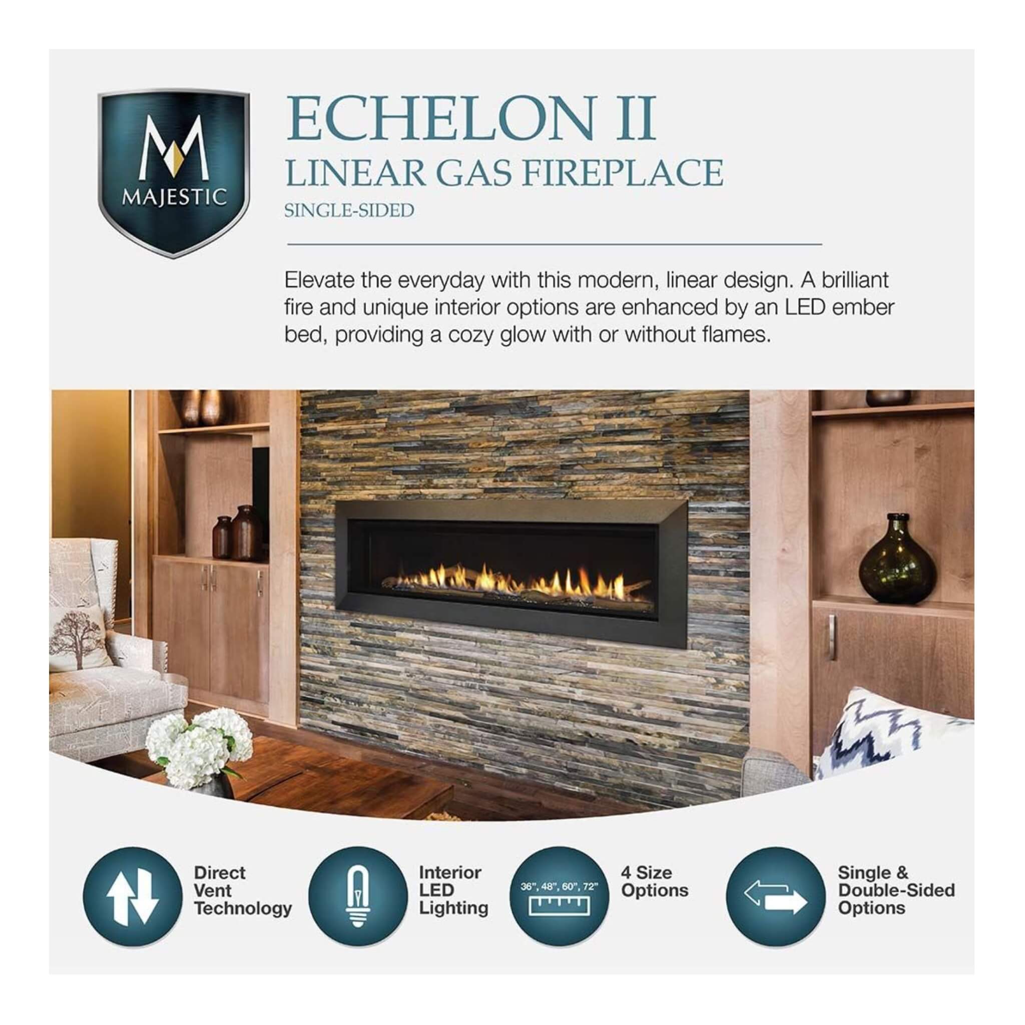 Majestic Echelon II 60-Inch Linear Direct Vent Fireplace [ECHEL60IN-C] (SAK57214)