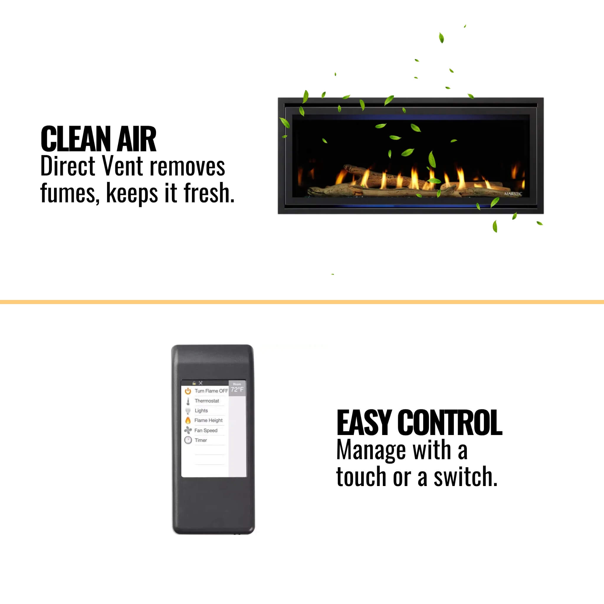 Majestic Jade 42-Inch Direct Vent Fireplace [JADE42IL/IN-B] (SAK15926)