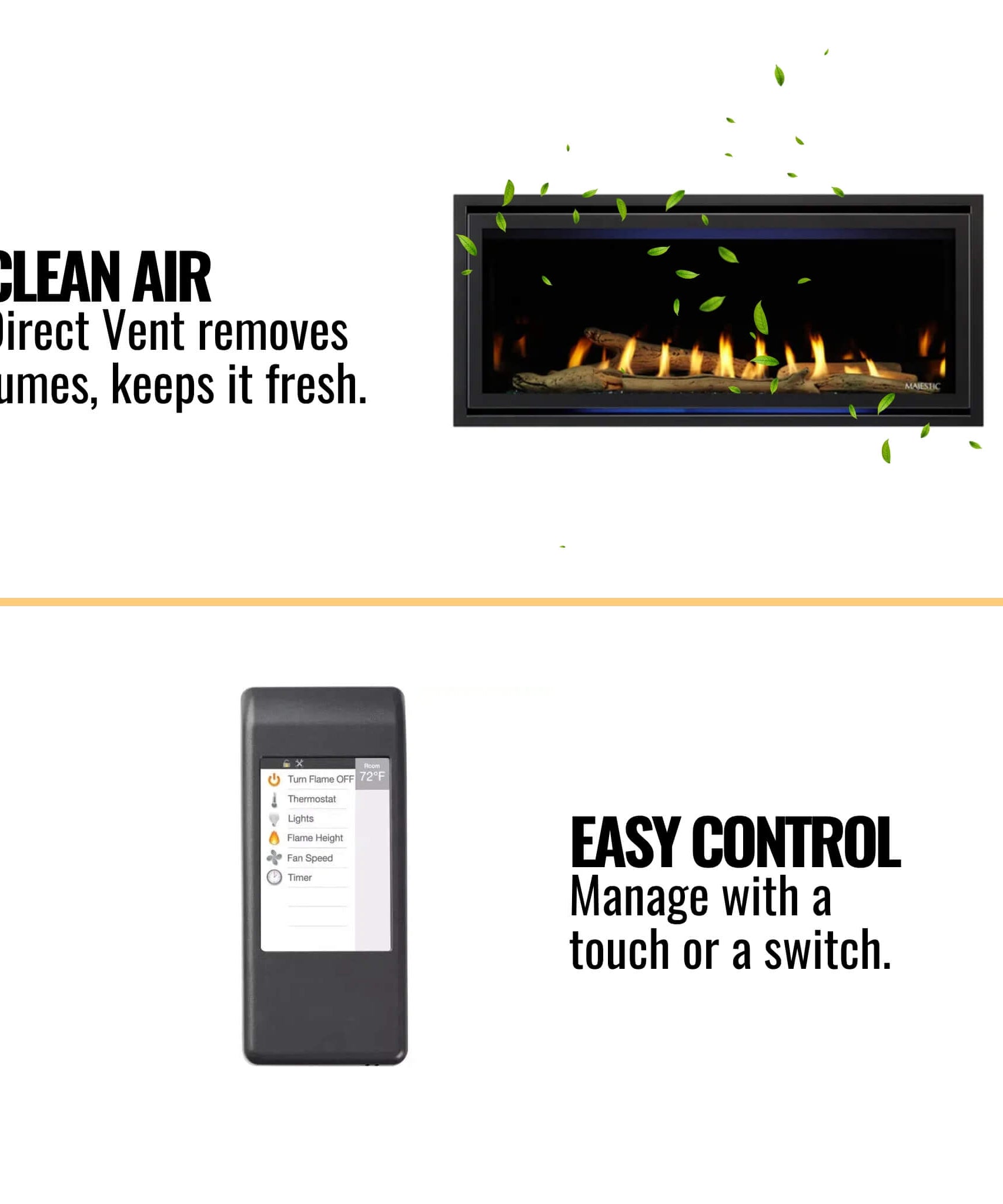 Majestic Quartz 42-Inch Direct Vent Natural Gas Fireplace [QUARTZ42IFTN] (SAK16572)