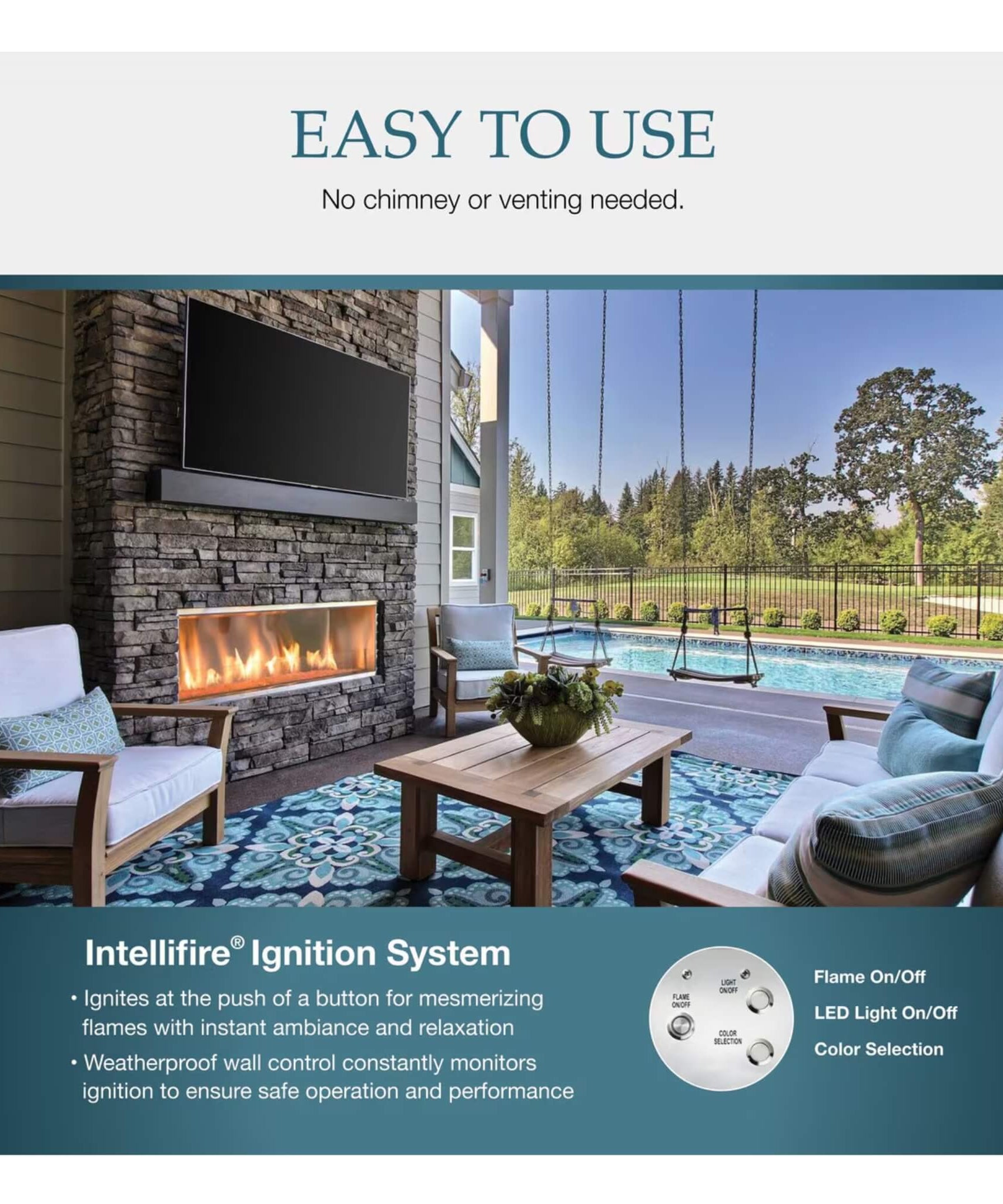 Majestic Lanai 60-Inch Single Sided Linear Outdoor Gas Fireplace [ODLANAIG-60] (SAK94821)