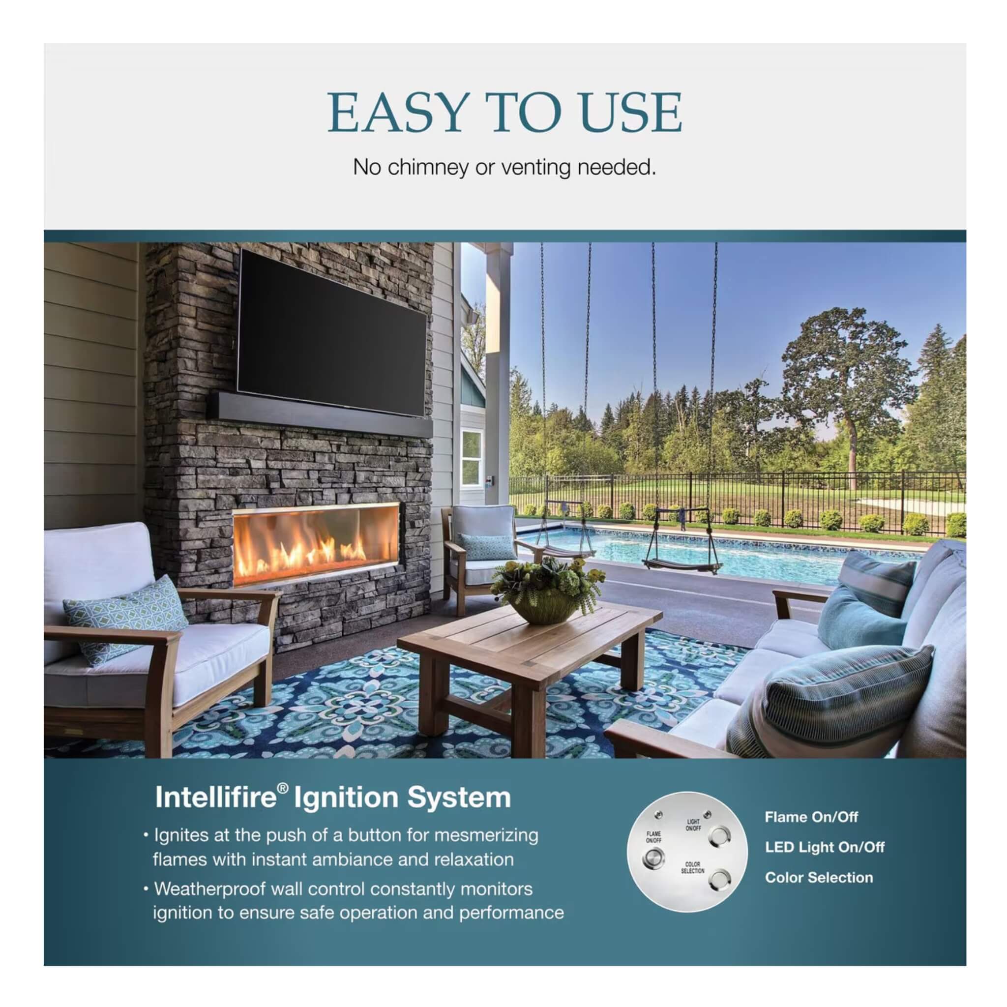 Majestic Lanai 60-Inch Single Sided Linear Outdoor Gas Fireplace [ODLANAIG-60] (SAK94821)