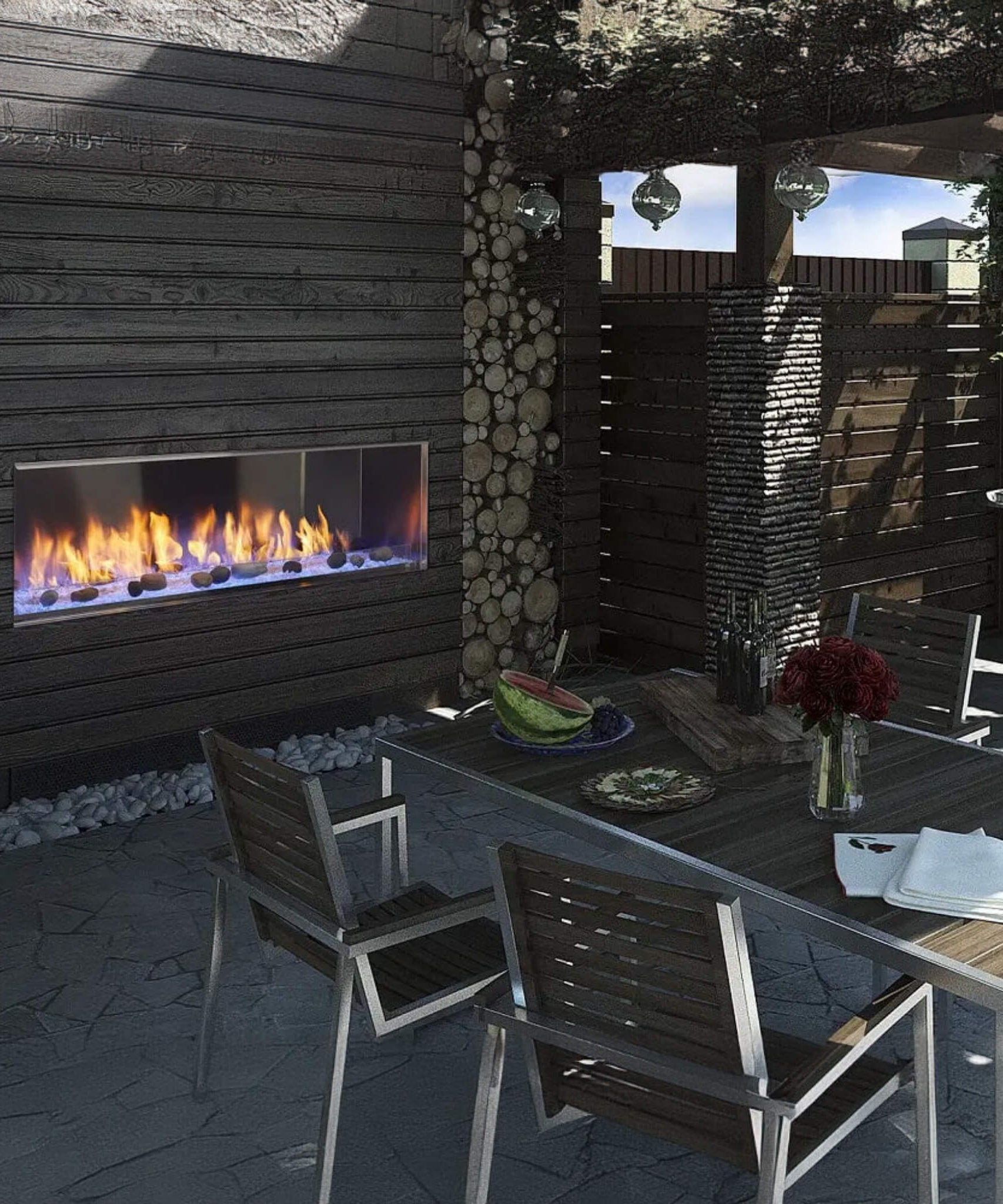 Majestic Lanai 48-Inch Single Sided Linear Outdoor Gas Fireplace [ODLANAIG-48] (SAK95127)