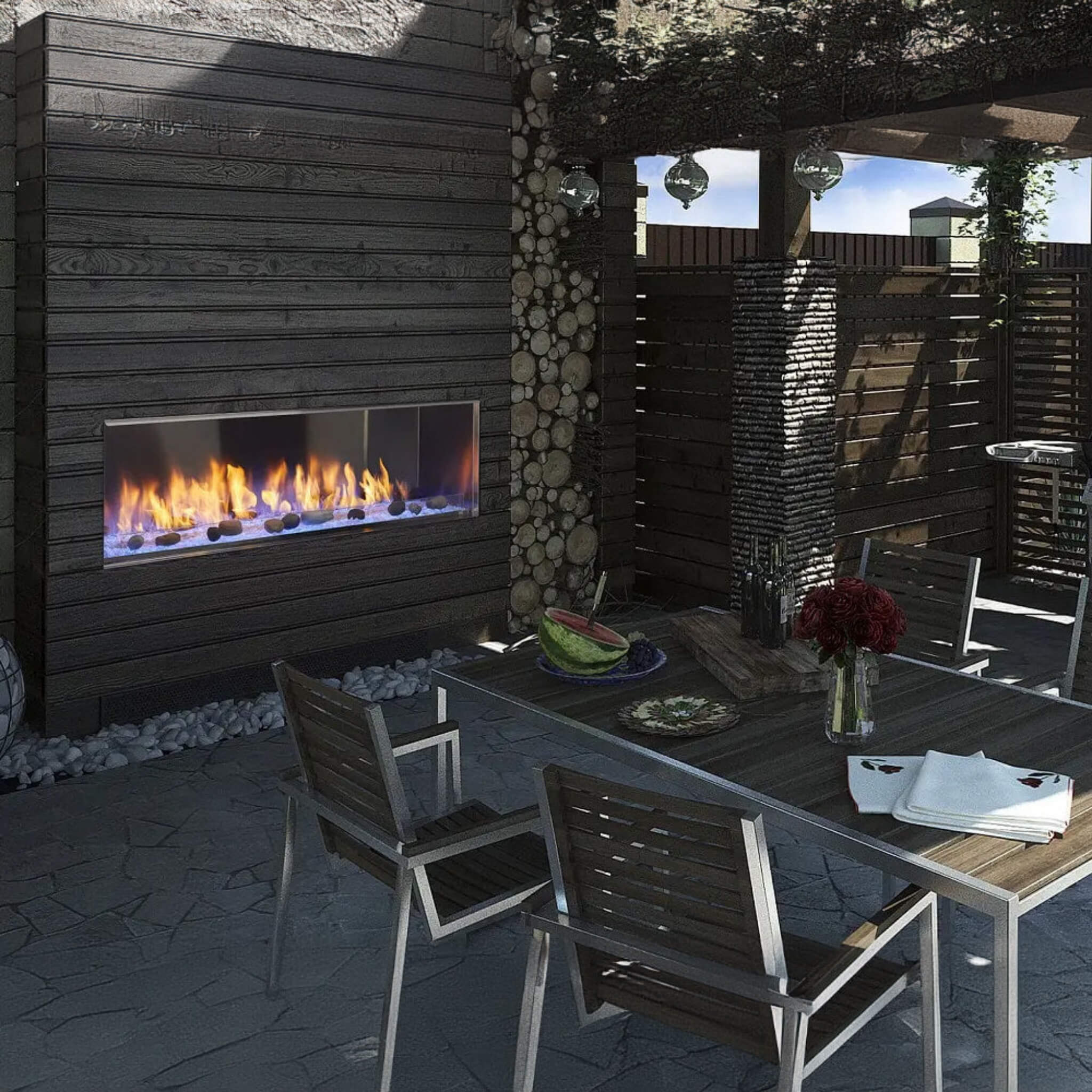 Majestic Lanai 48-Inch Single Sided Linear Outdoor Gas Fireplace [ODLANAIG-48] (SAK95127)