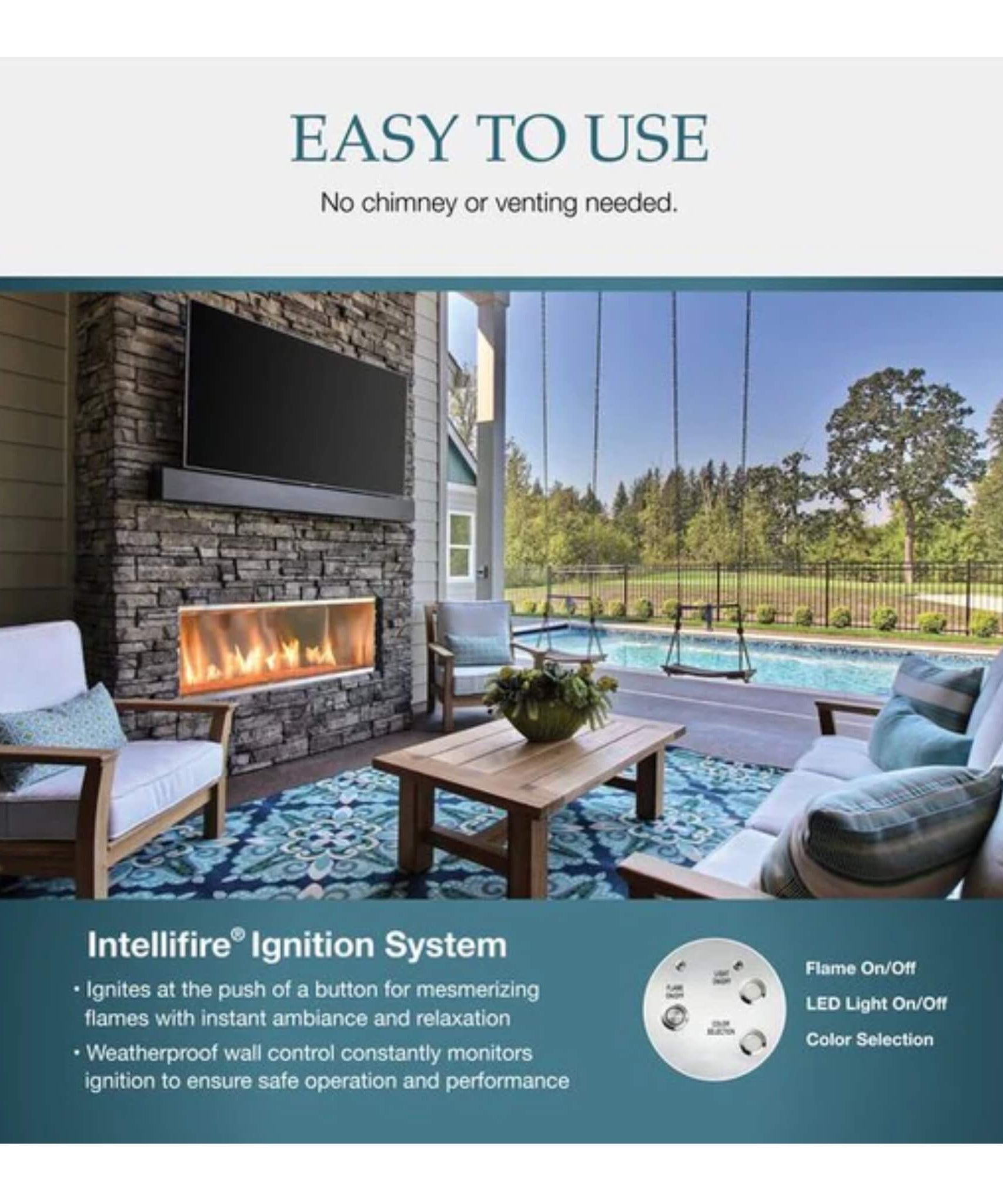 Majestic Lanai 48-Inch Single Sided Linear Outdoor Gas Fireplace [ODLANAIG-48] (SAK95127)