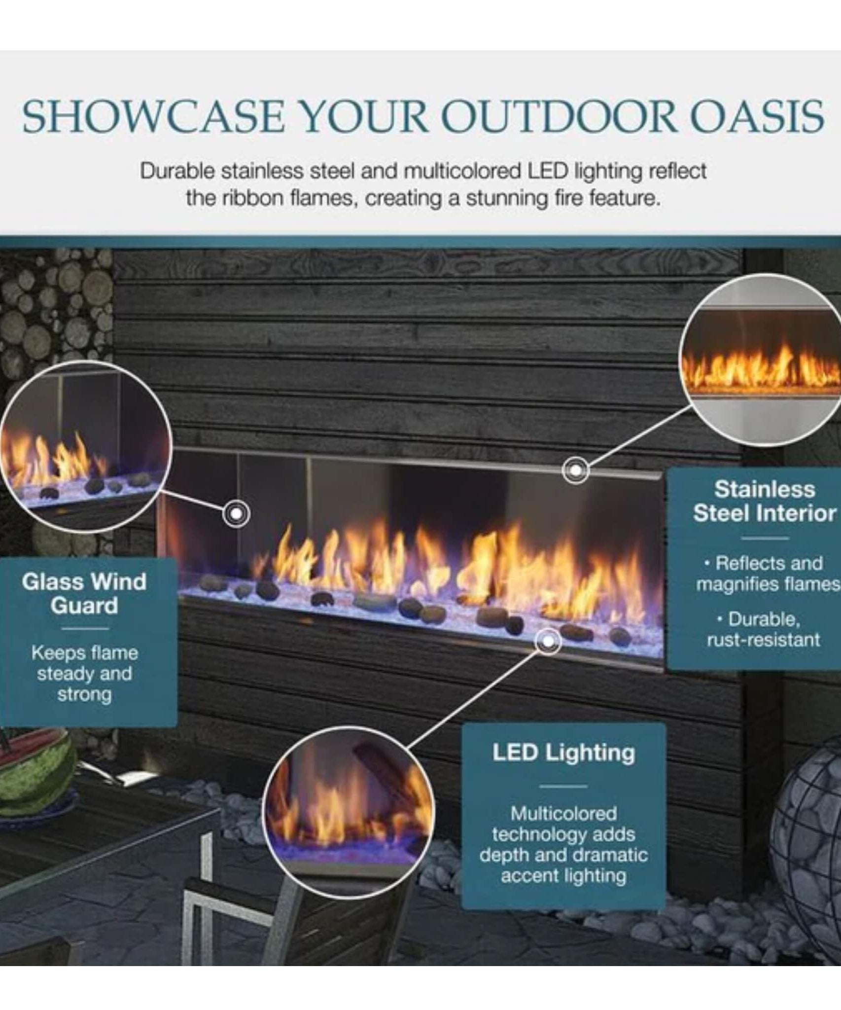 Majestic Lanai 48-Inch Single Sided Linear Outdoor Gas Fireplace [ODLANAIG-48] (SAK95127)