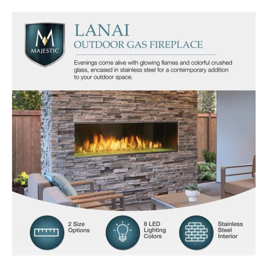 Majestic Lanai 48-Inch Single Sided Linear Outdoor Gas Fireplace [ODLANAIG-48] (SAK95127)