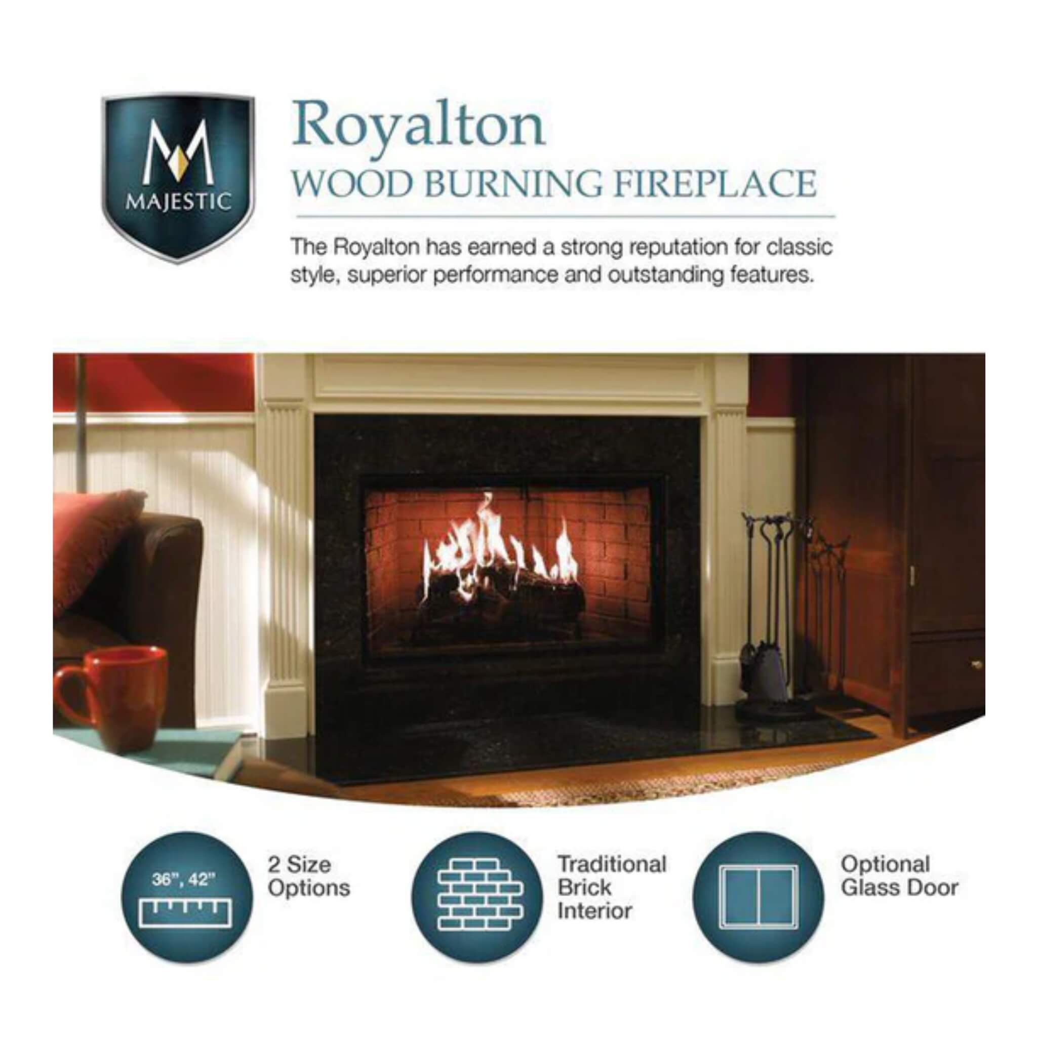 Majestic Royalton 42-Inch Wood-Burning Fireplace With Invisible Smoke Shield [BE42] (SAK14346)