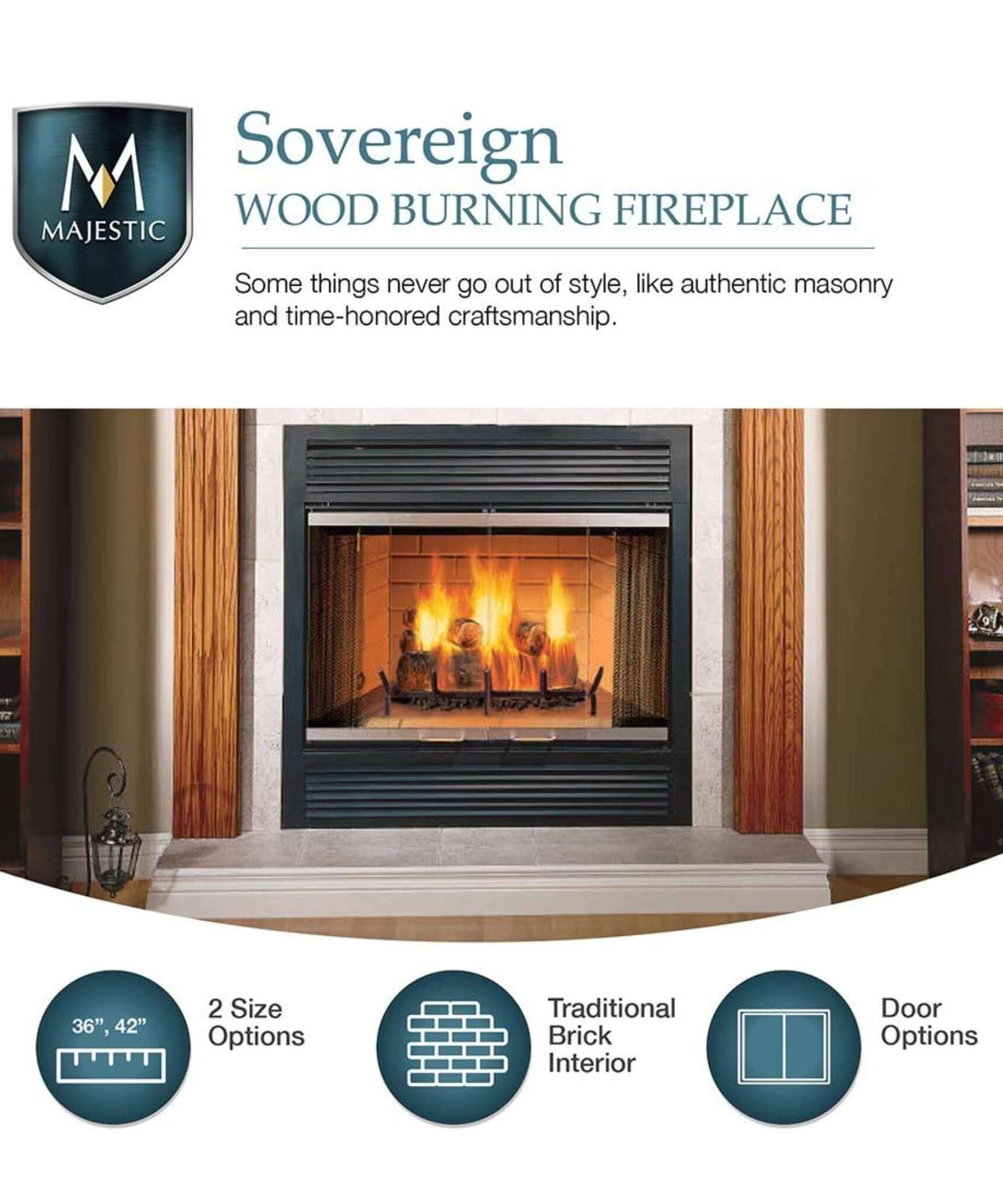 Majestic Sovereign 42-Inch Black Wood Burning Fireplace [SA42R/C] (SAK59347)