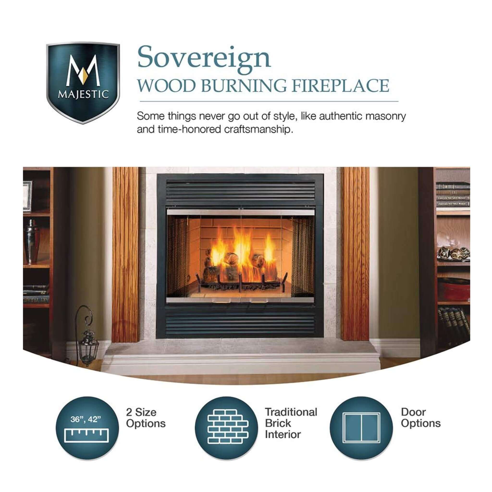 Majestic Sovereign 42-Inch Black Wood Burning Fireplace [SA42R/C] (SAK59347)