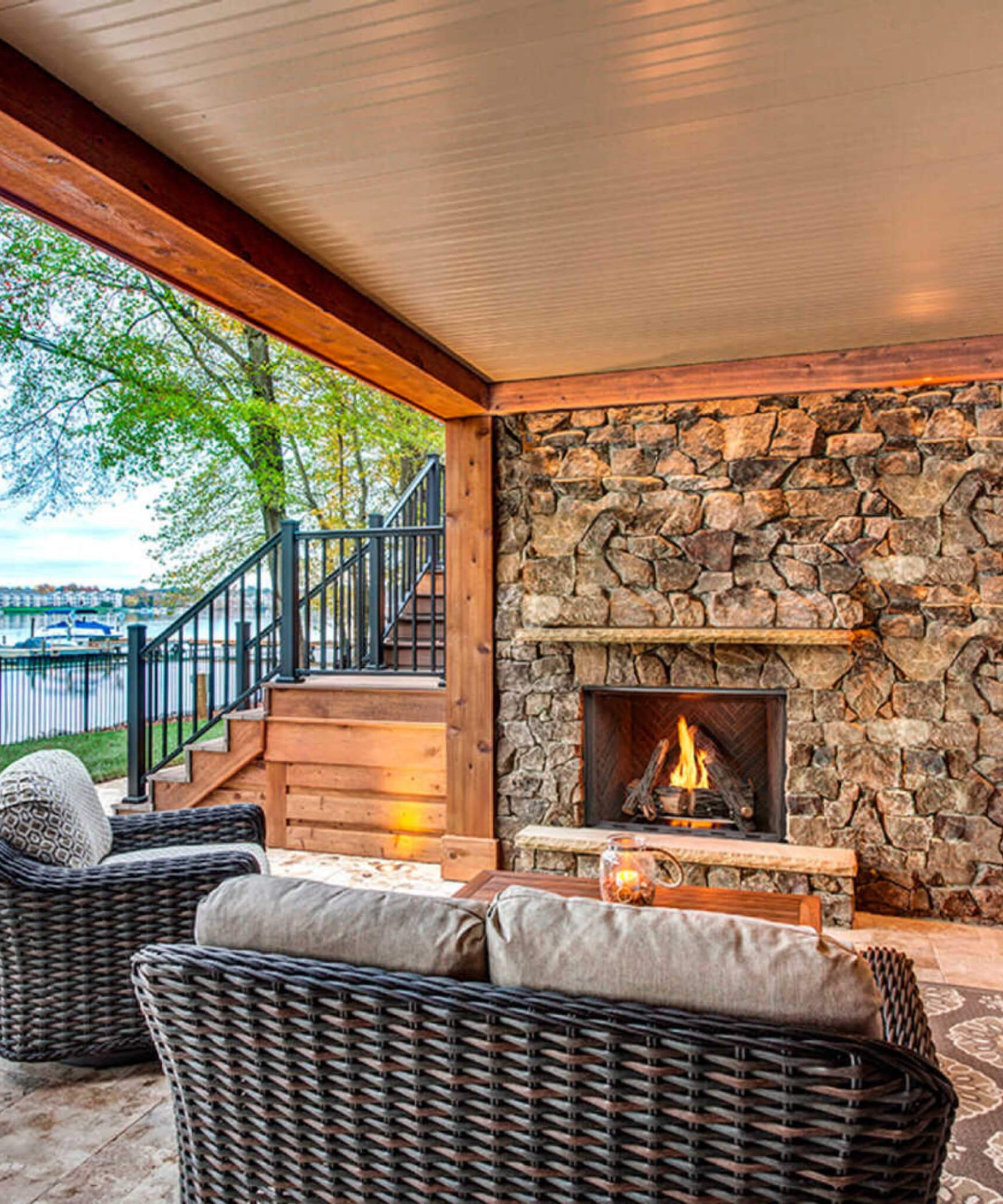 Majestic Traditional Stacked Brick Courtyard Outdoor Gas Fireplace [ODCOUG-36/42SSL] (SAK95813)