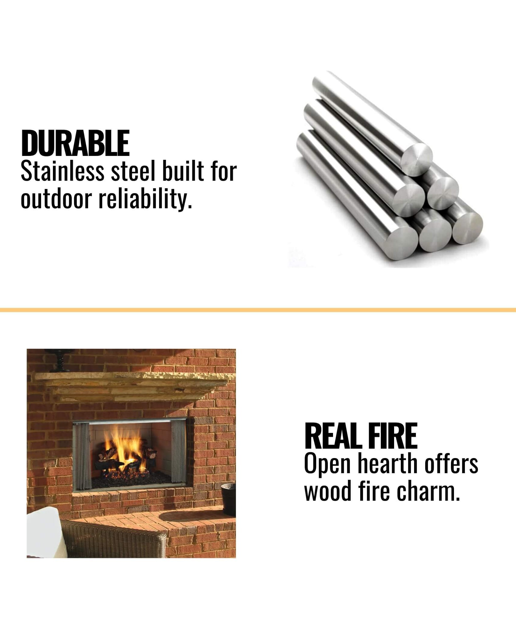 Majestic Villawood 42-Inch Traditional Refractory Outdoor Wood Burning Fireplace [ODVILLA-42T-B] (SAK14358)
