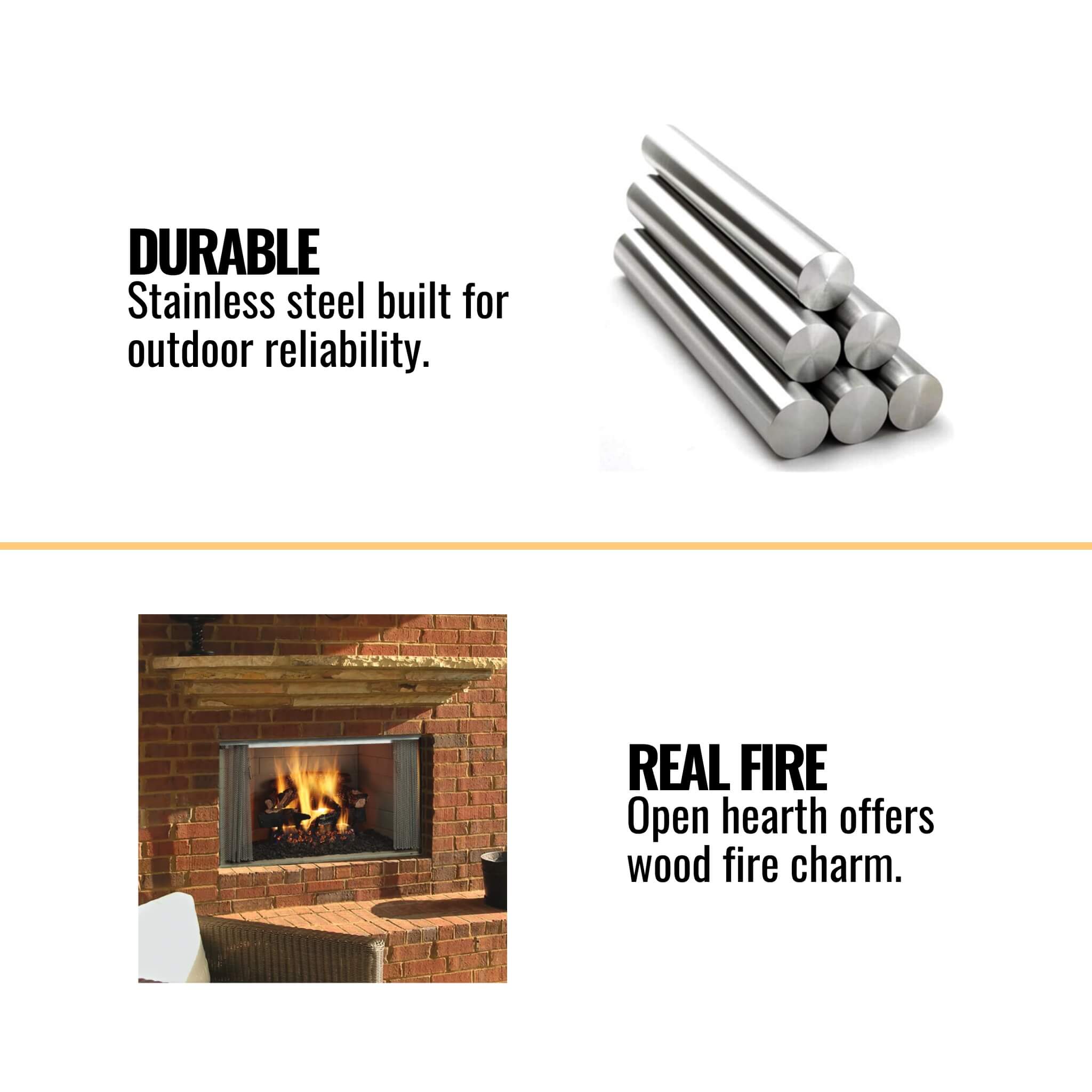 Majestic Villawood 42-Inch Traditional Refractory Outdoor Wood Burning Fireplace [ODVILLA-42T-B] (SAK14358)