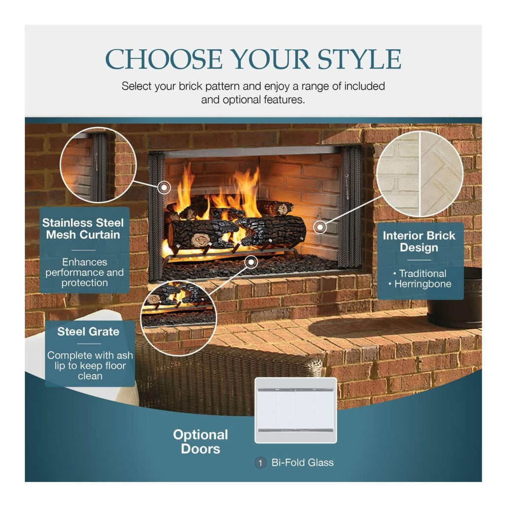 Majestic Villawood 42-Inch Traditional Refractory Outdoor Wood Burning Fireplace [ODVILLA-42T-B] (SAK14358)