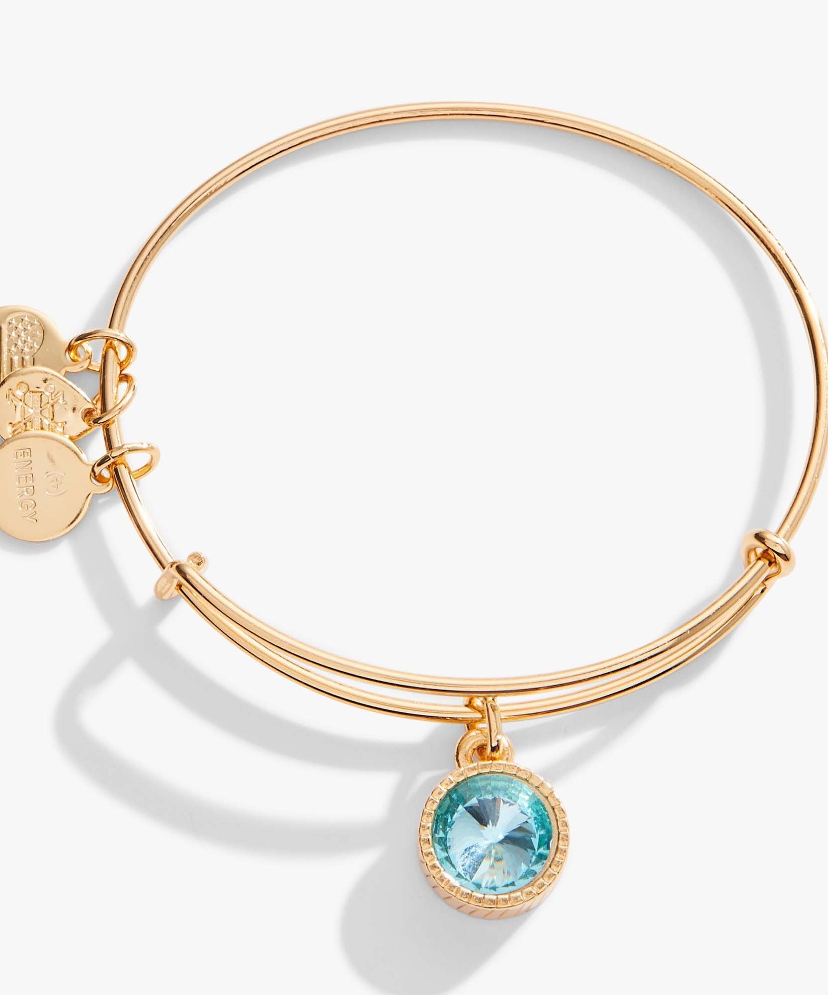 March Birthstone Charm Bangle, Aquamarine