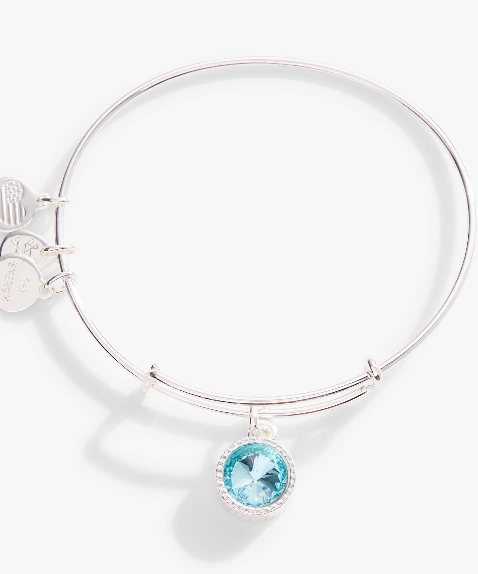 March Birthstone Charm Bangle, Aquamarine