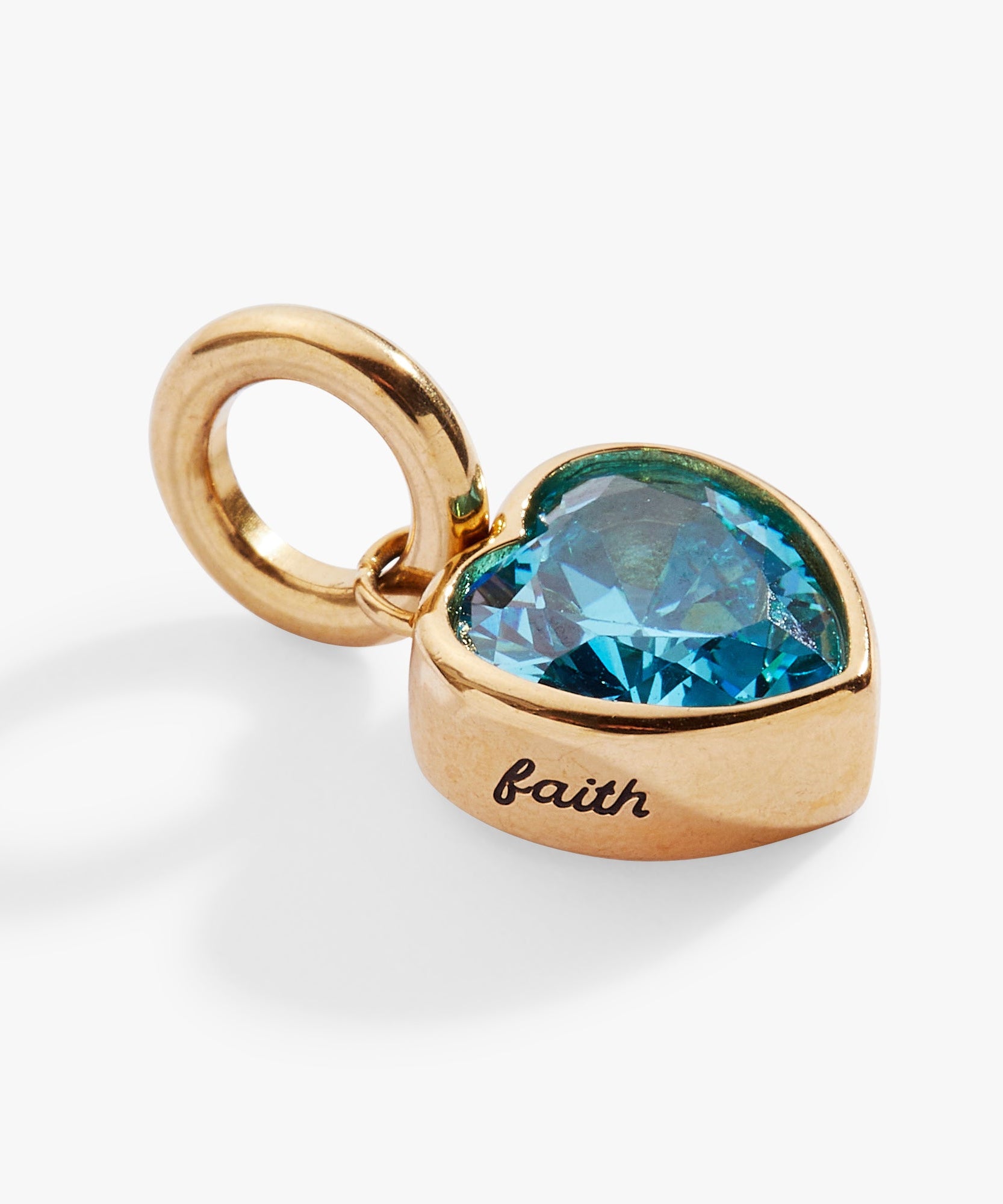 March 'Faith' Heart Birthstone Charm