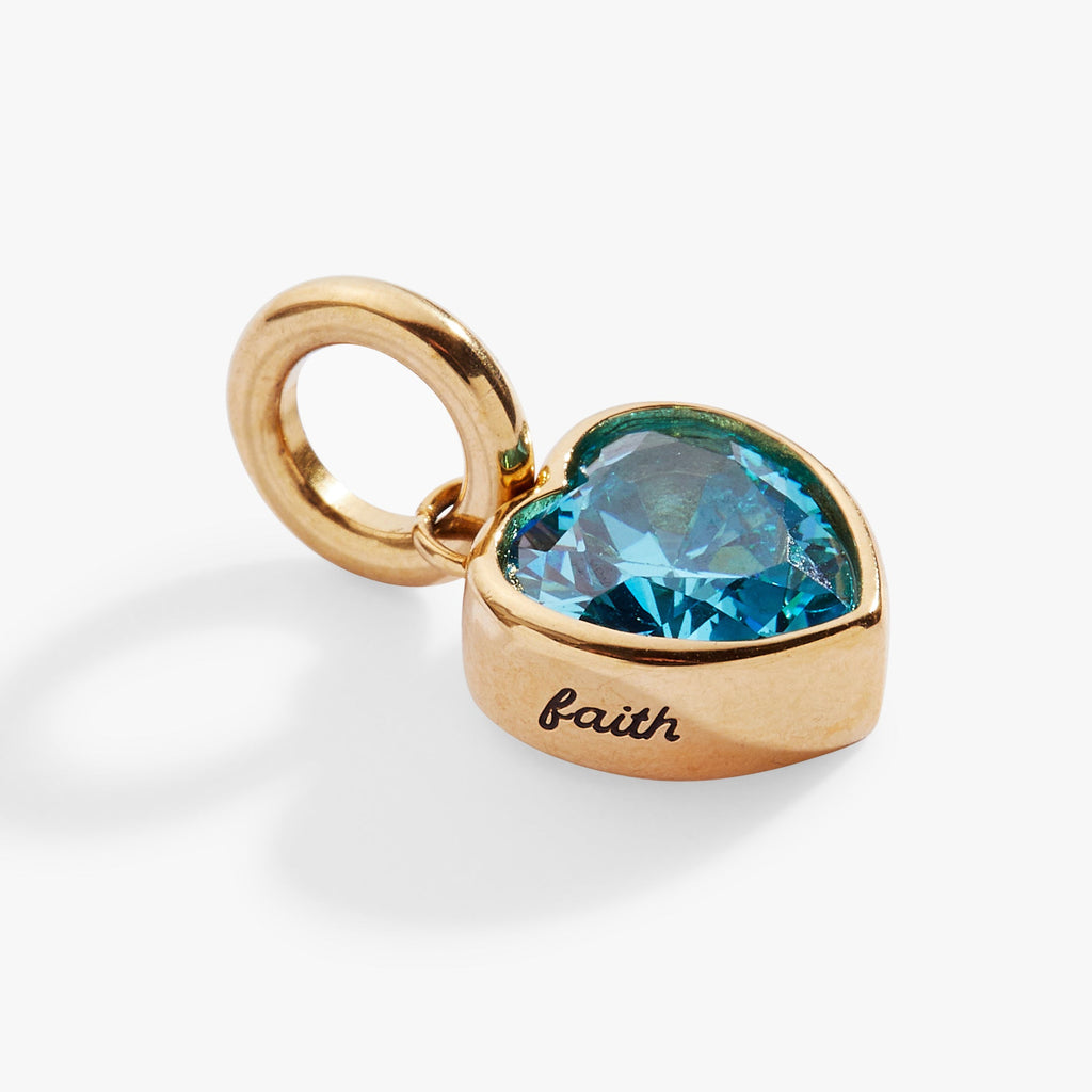 March 'Faith' Heart Birthstone Charm