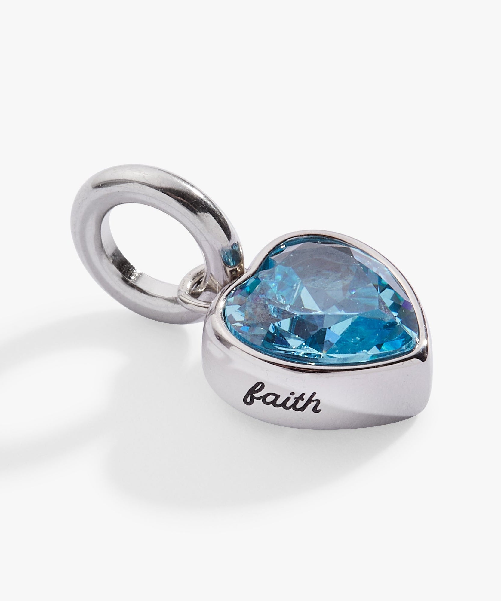 March 'Faith' Heart Birthstone Charm