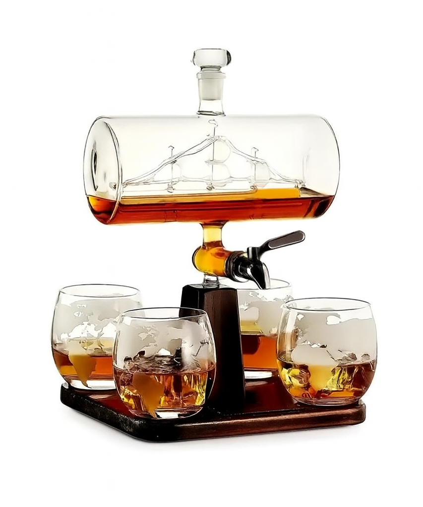 Maritime Sailboat Whiskey Decanter Set