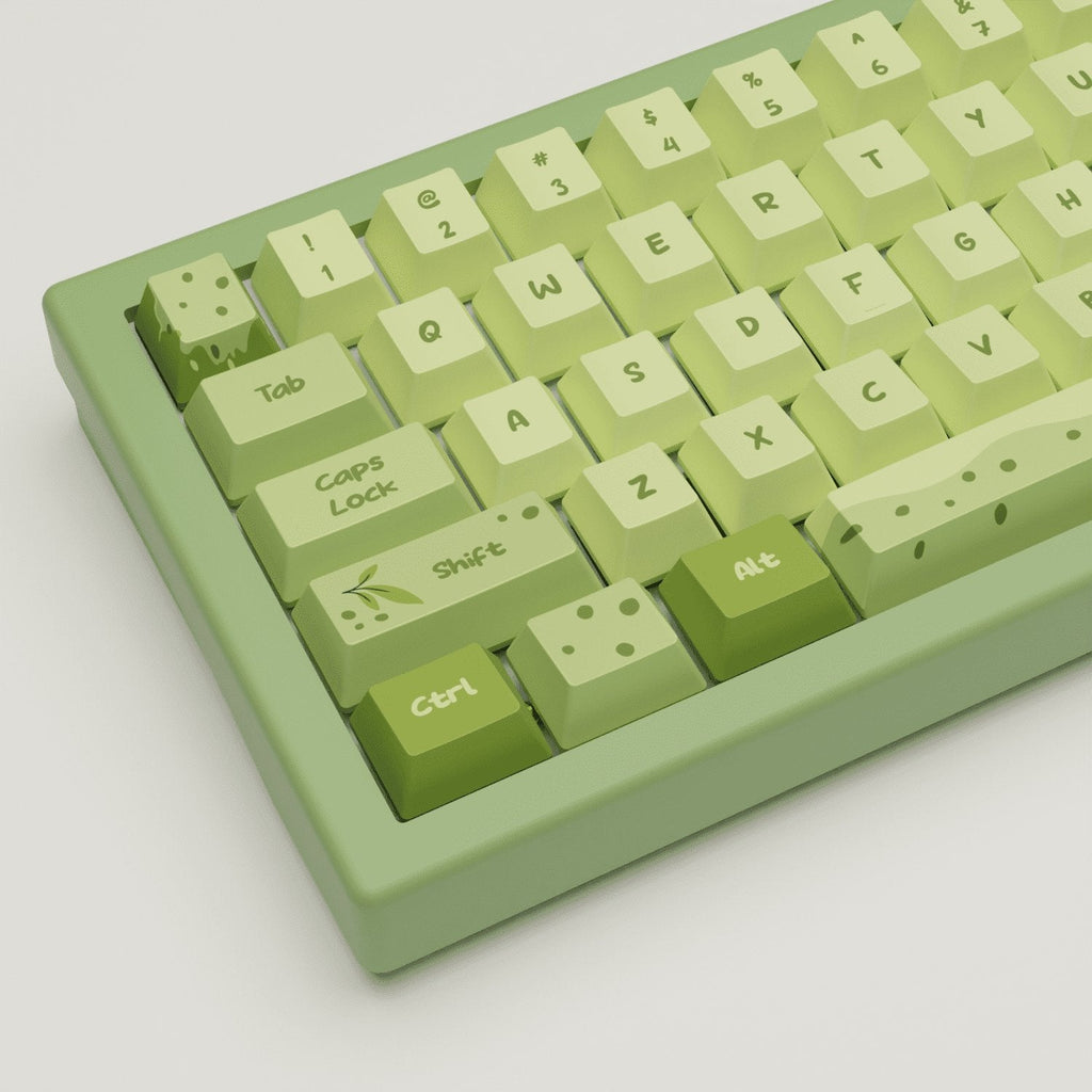 Matcha Boba Design Keycaps and Mechanical Keyboard