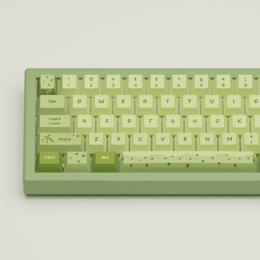 Matcha Boba Design Keycaps and Mechanical Keyboard