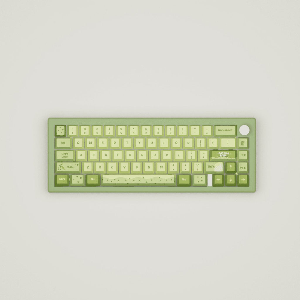 Matcha Boba Design Keycaps and Mechanical Keyboard