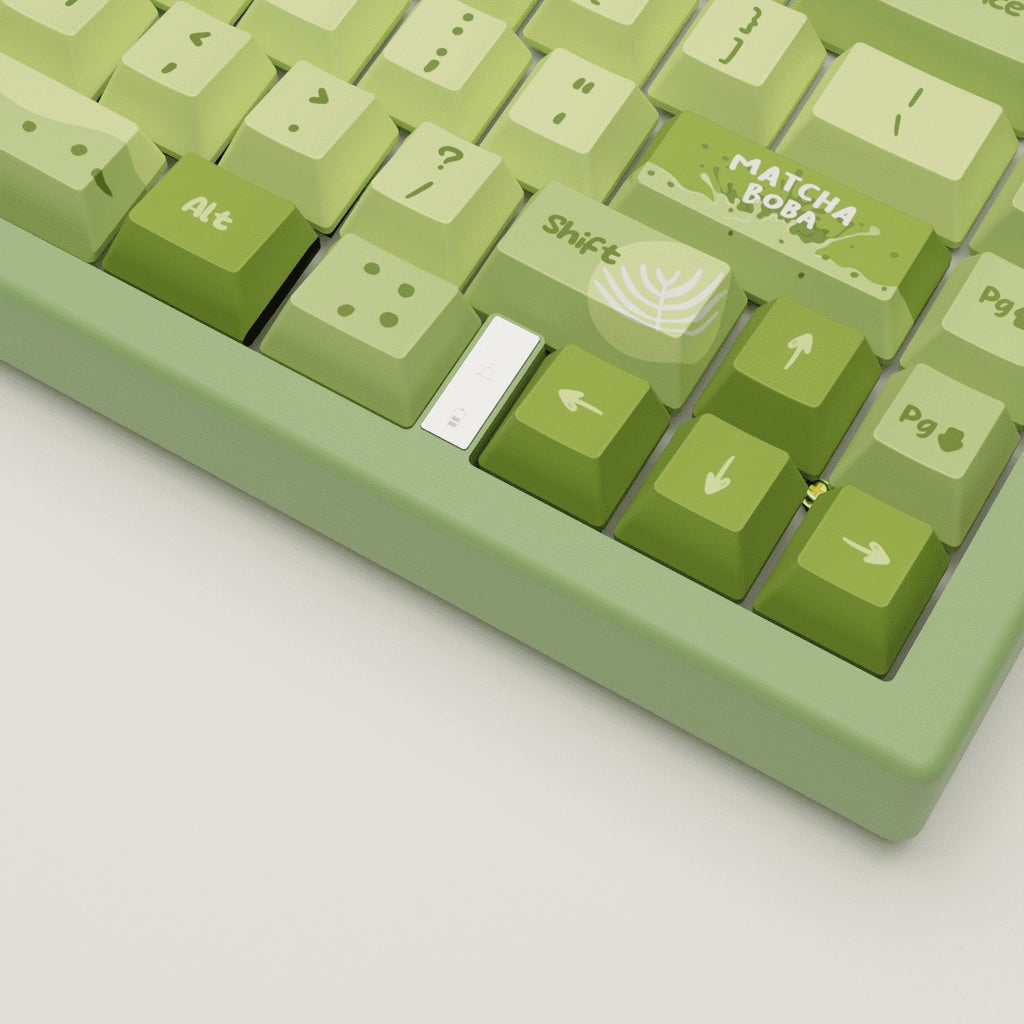 Matcha Boba Design Keycaps and Mechanical Keyboard