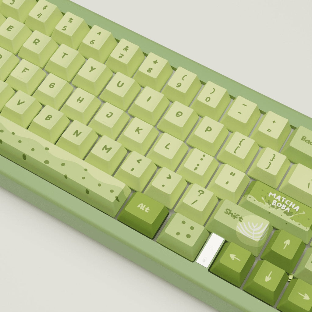 Matcha Boba Design Keycaps and Mechanical Keyboard