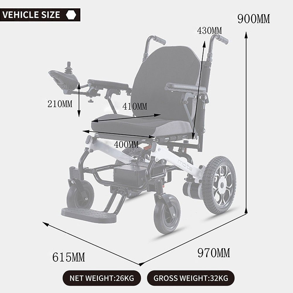 Mate Lightweight 250LBS Foldable Electric Dual Motor Power Motorized Mobility Wheelchair (SAK79245)