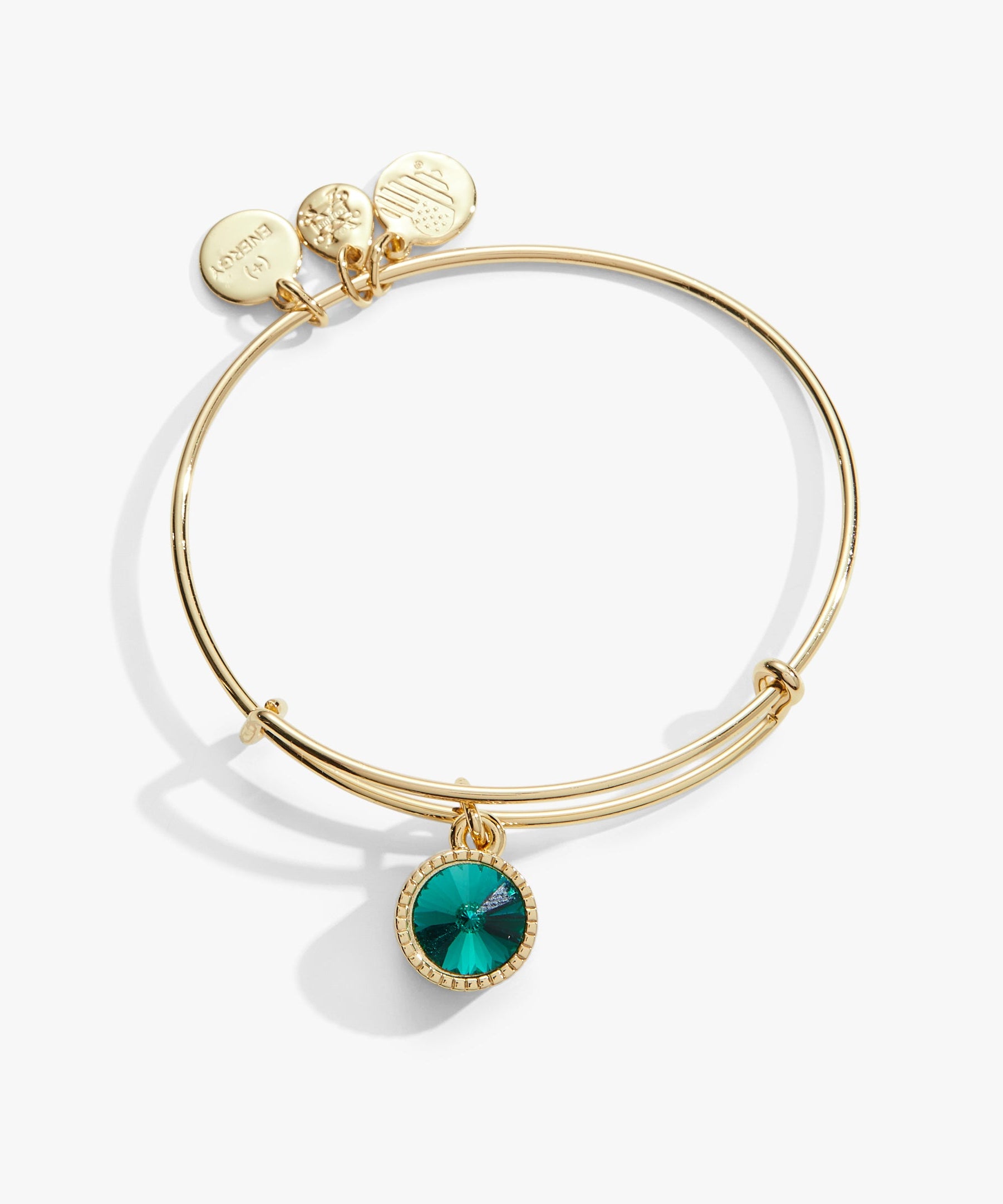 May Birthstone Charm Bangle, Emerald