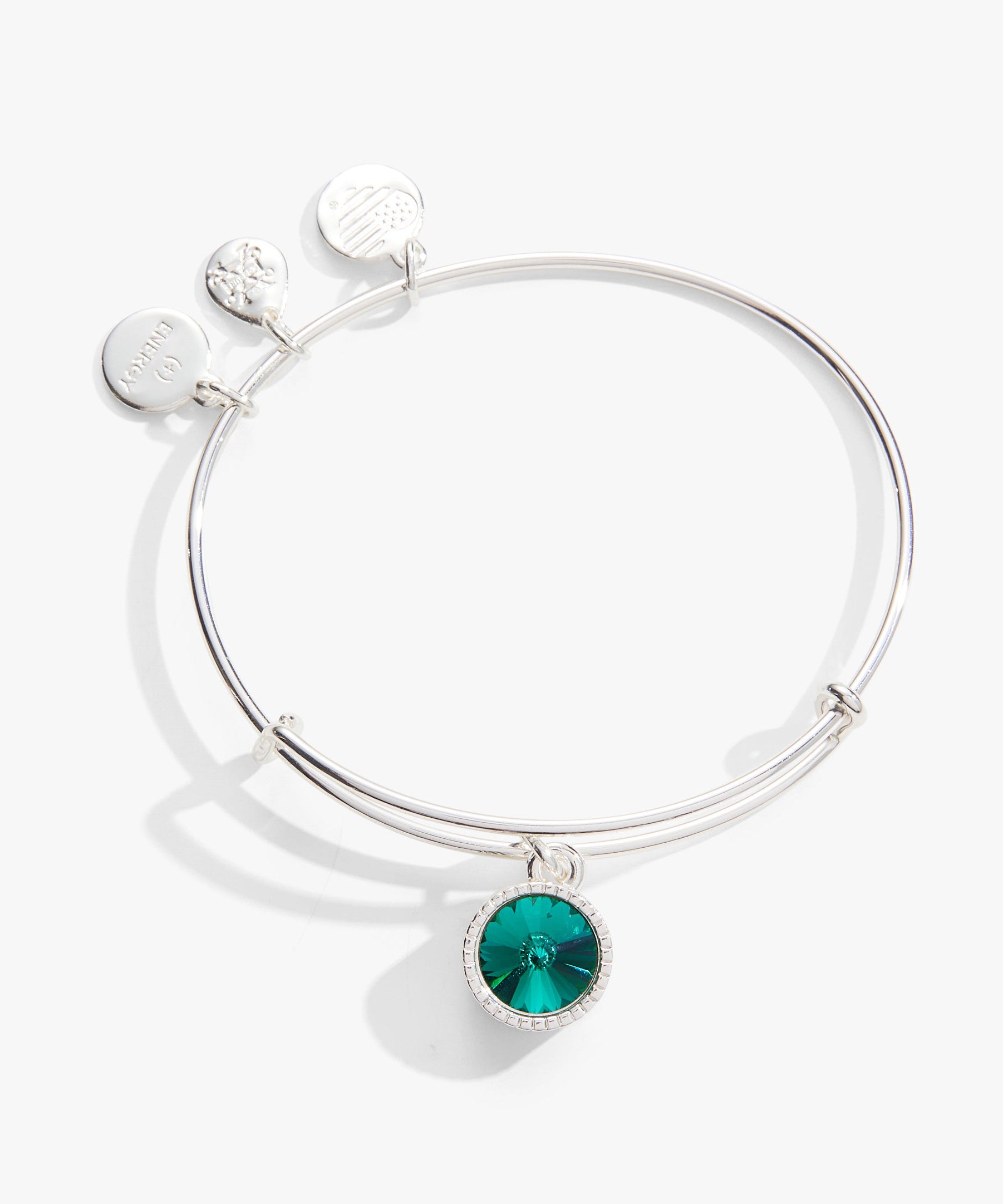 May Birthstone Charm Bangle, Emerald